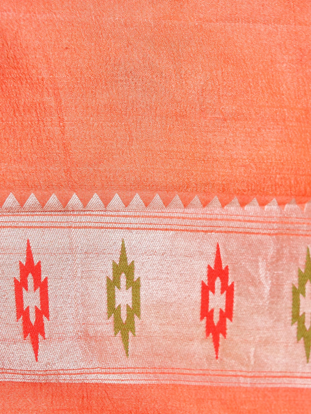 Handwoven Carrot Pink Banarasi Tussar Silk Saree