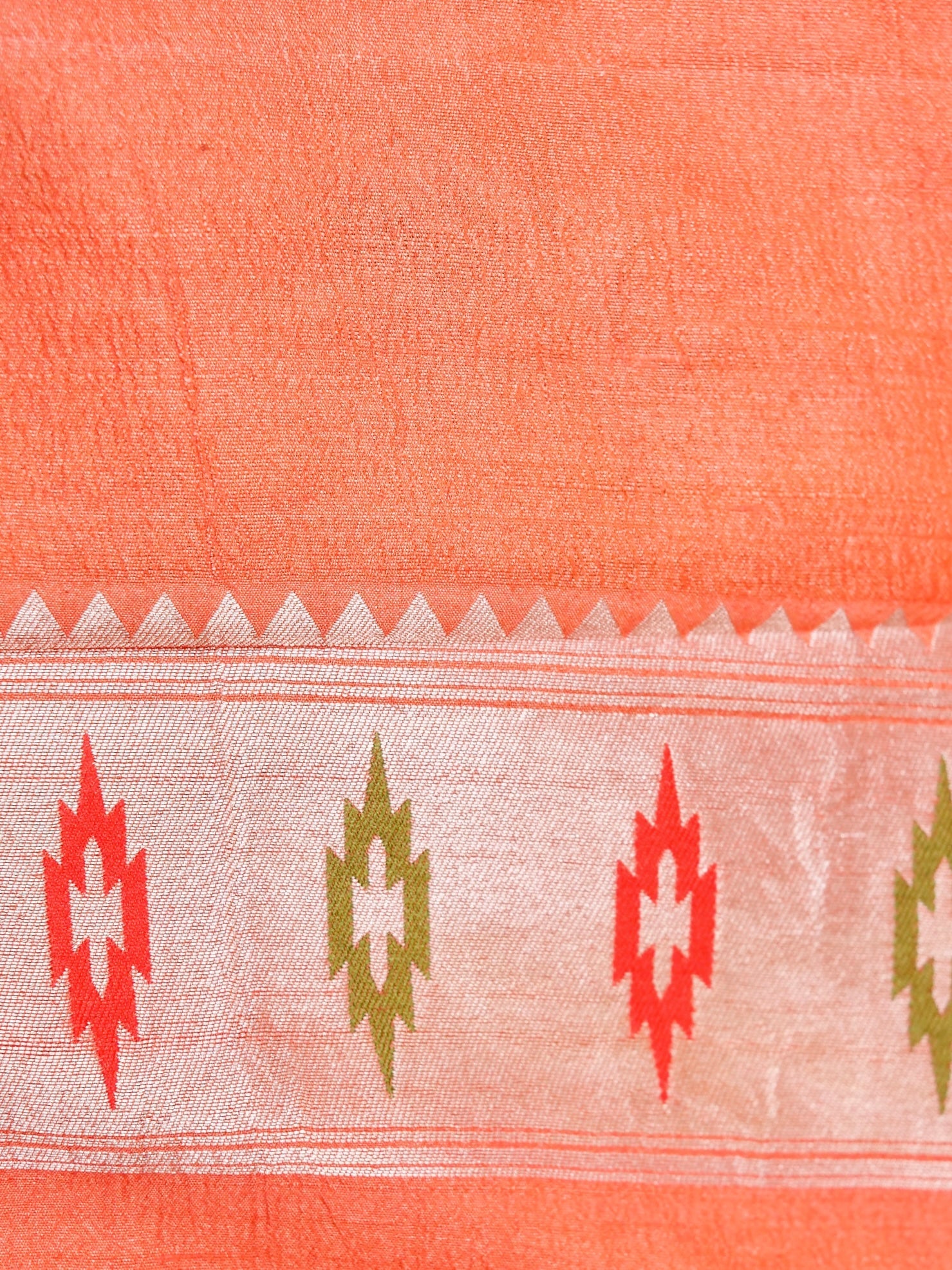 Handwoven Carrot Pink Banarasi Tussar Silk Saree