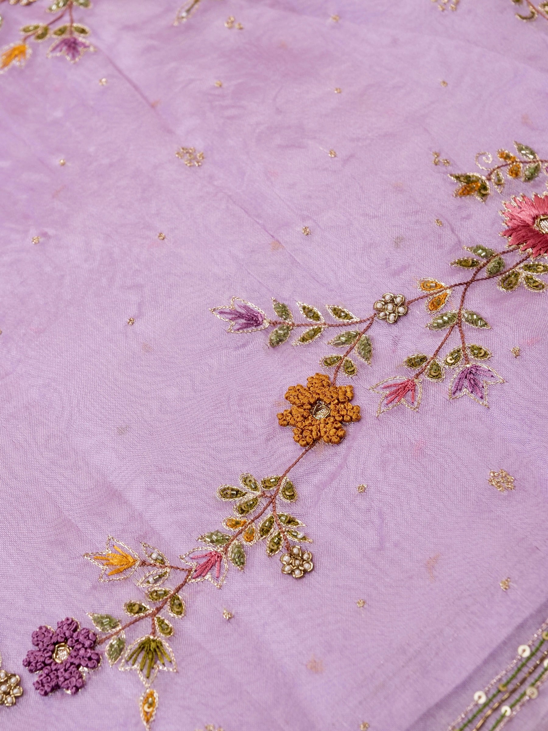 Handwoven Lavender Banarasi Organza Silk Saree