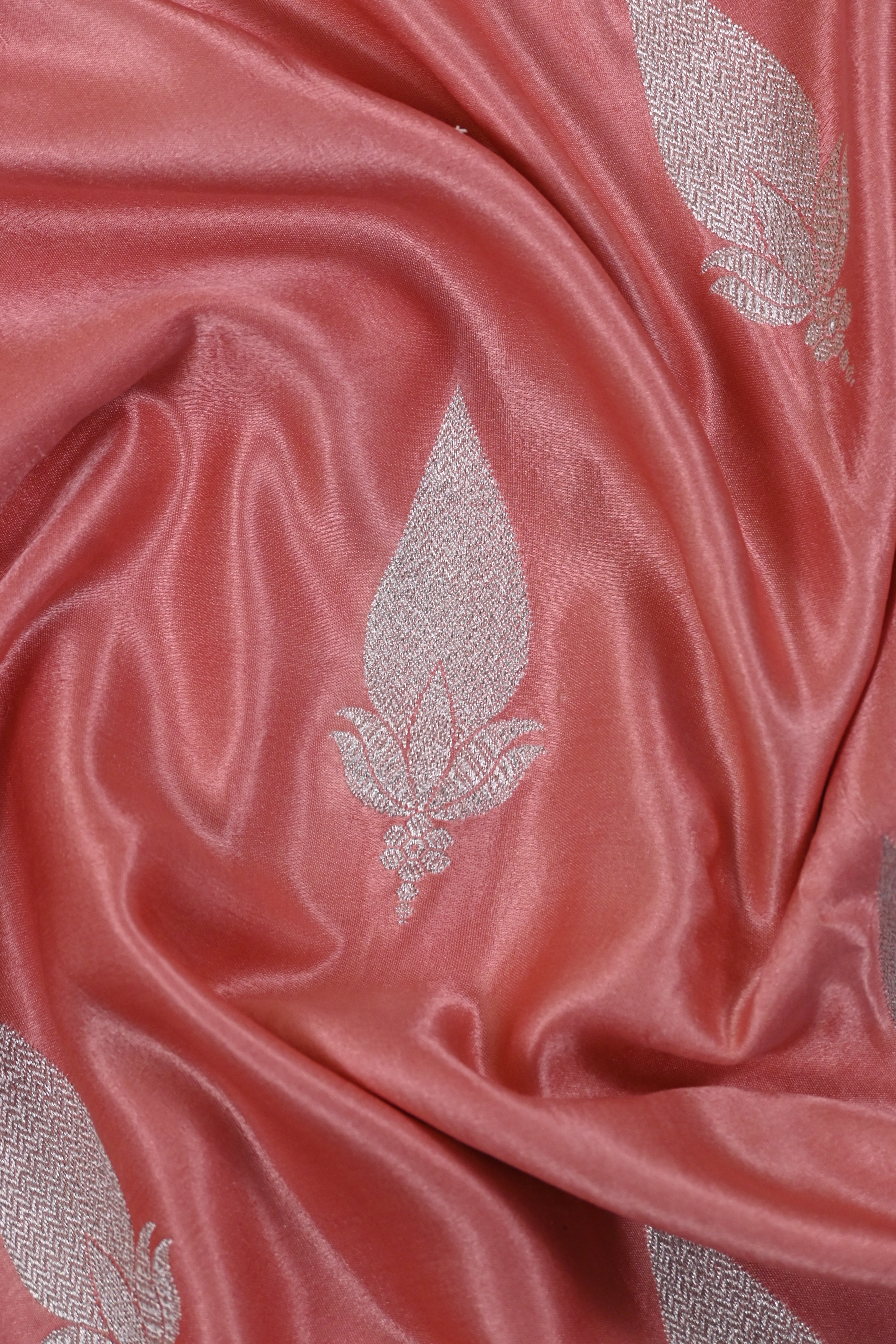 Dusty Pink Pure Banarasi Satin Mashru Silk Saree
