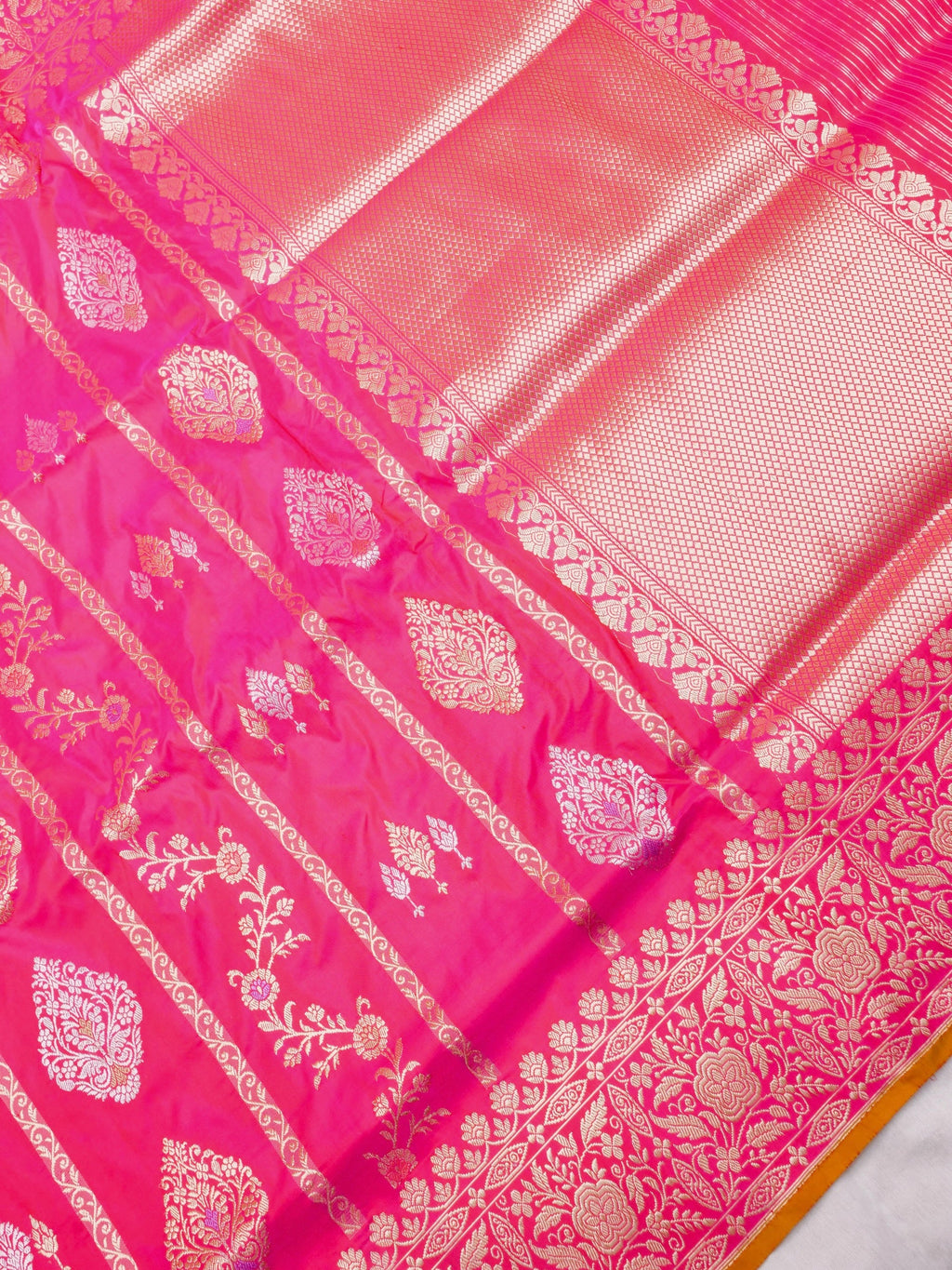 Handwoven Pink Banarasi Katan Silk Saree