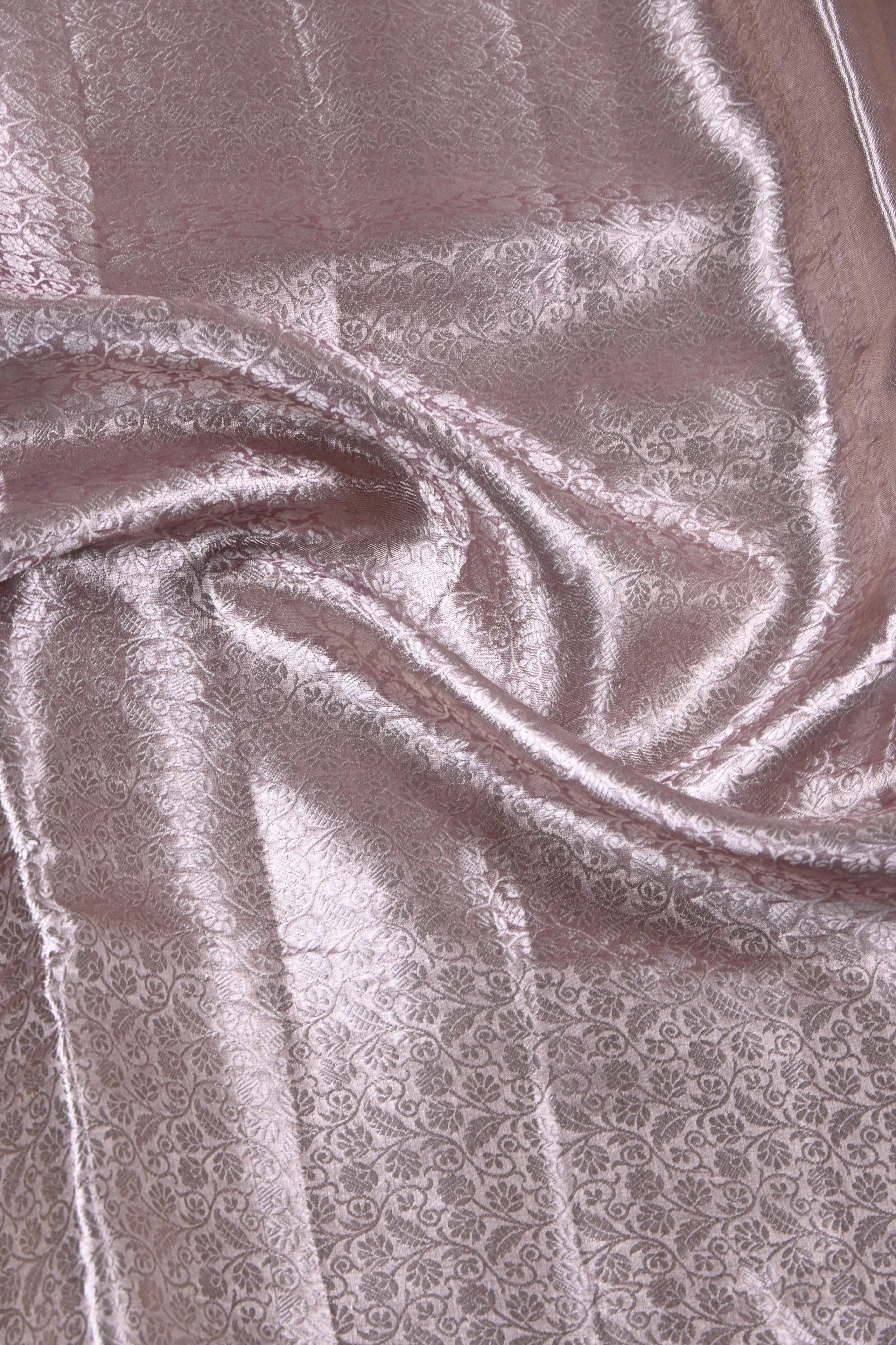 Baby Lilac Pure Banarasi Molten Tissue Silk Saree