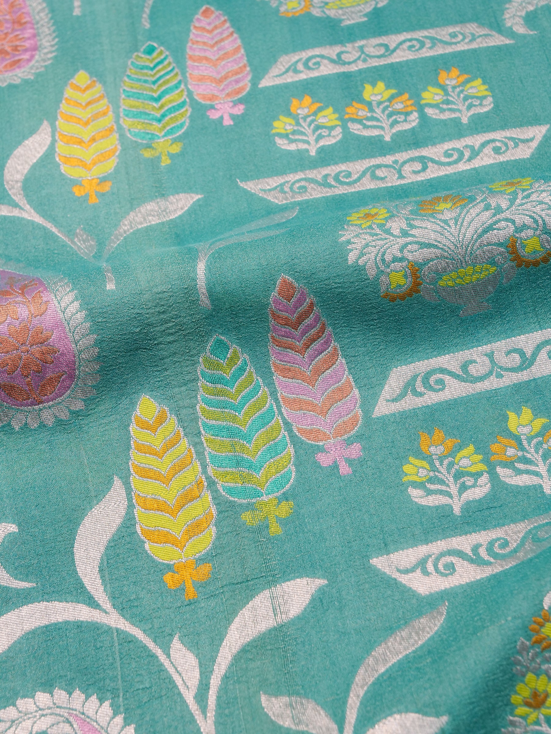 Handwoven Sea Green Banarasi Desi Tussar Silk Saree