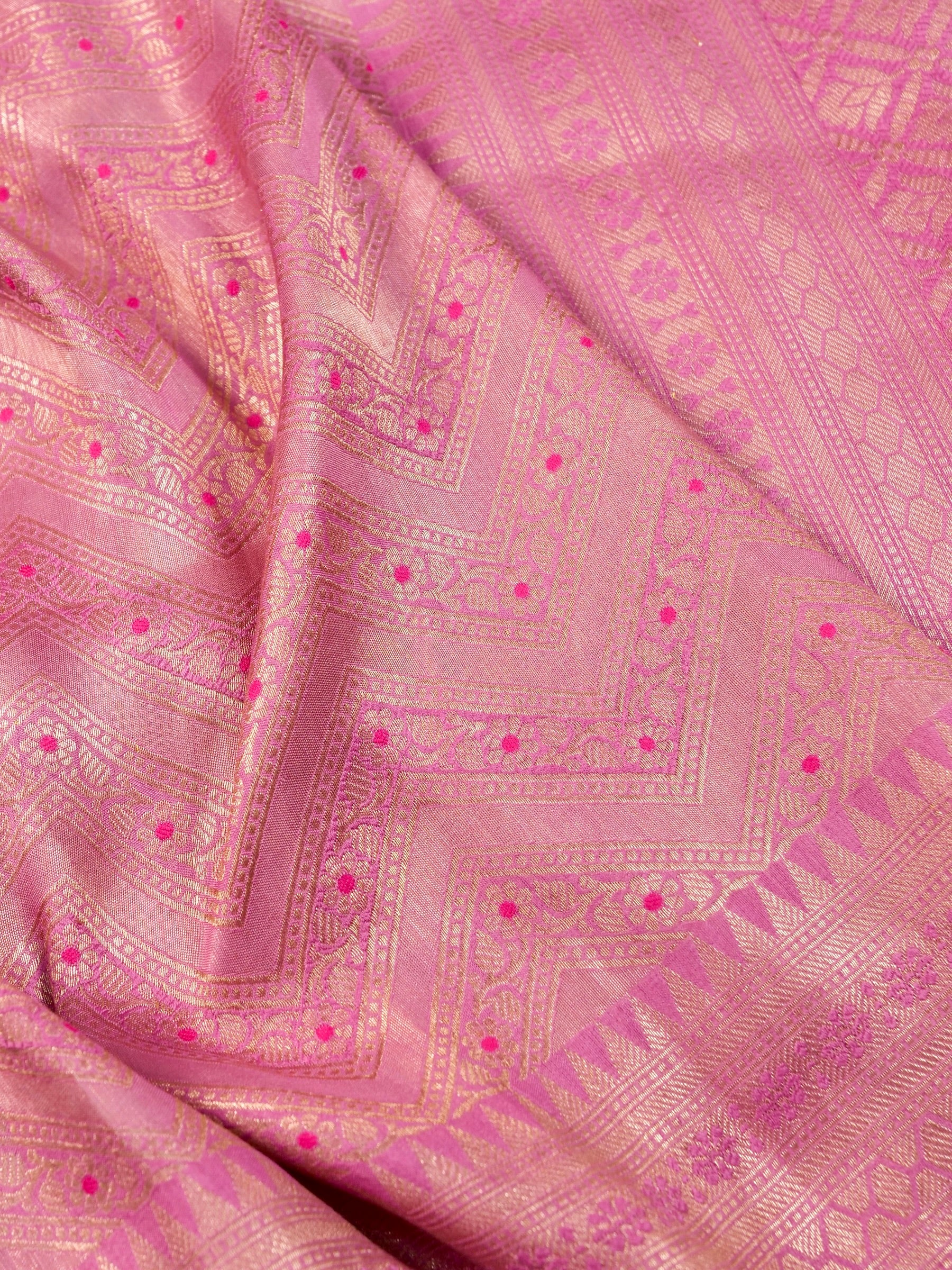 Handwoven Pink Banarasi Katan Soft Tissue Silk Saree