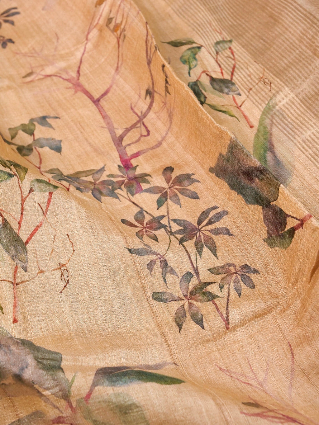 Handwoven Cream Banarasi Tussar Silk Saree