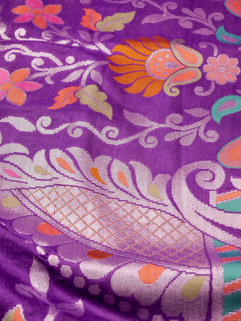 Handwoven Purple Banarasi Tusaar Silk Saree