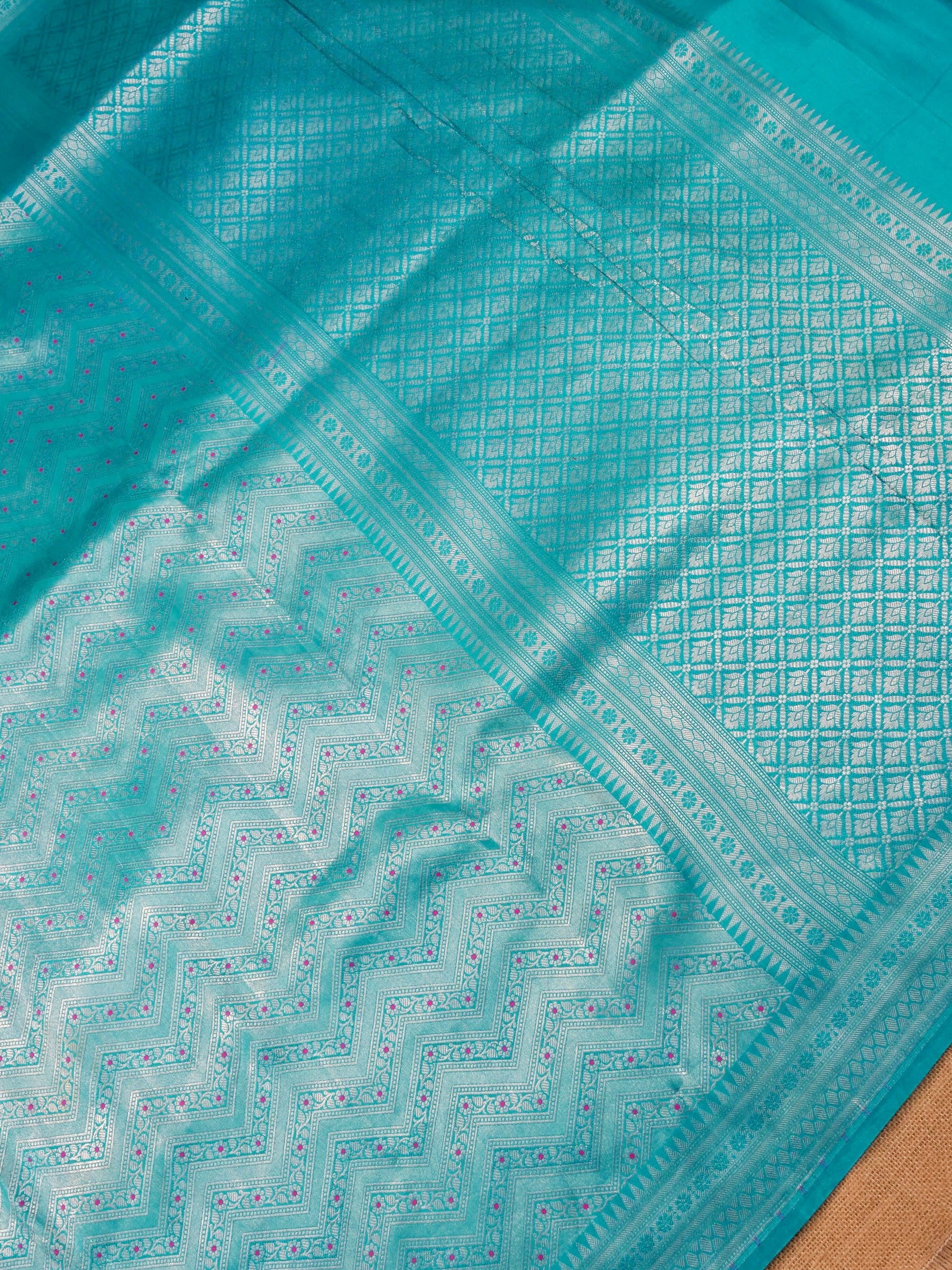 Handwoven Blue Banarasi Katan Soft Tissue Silk Saree