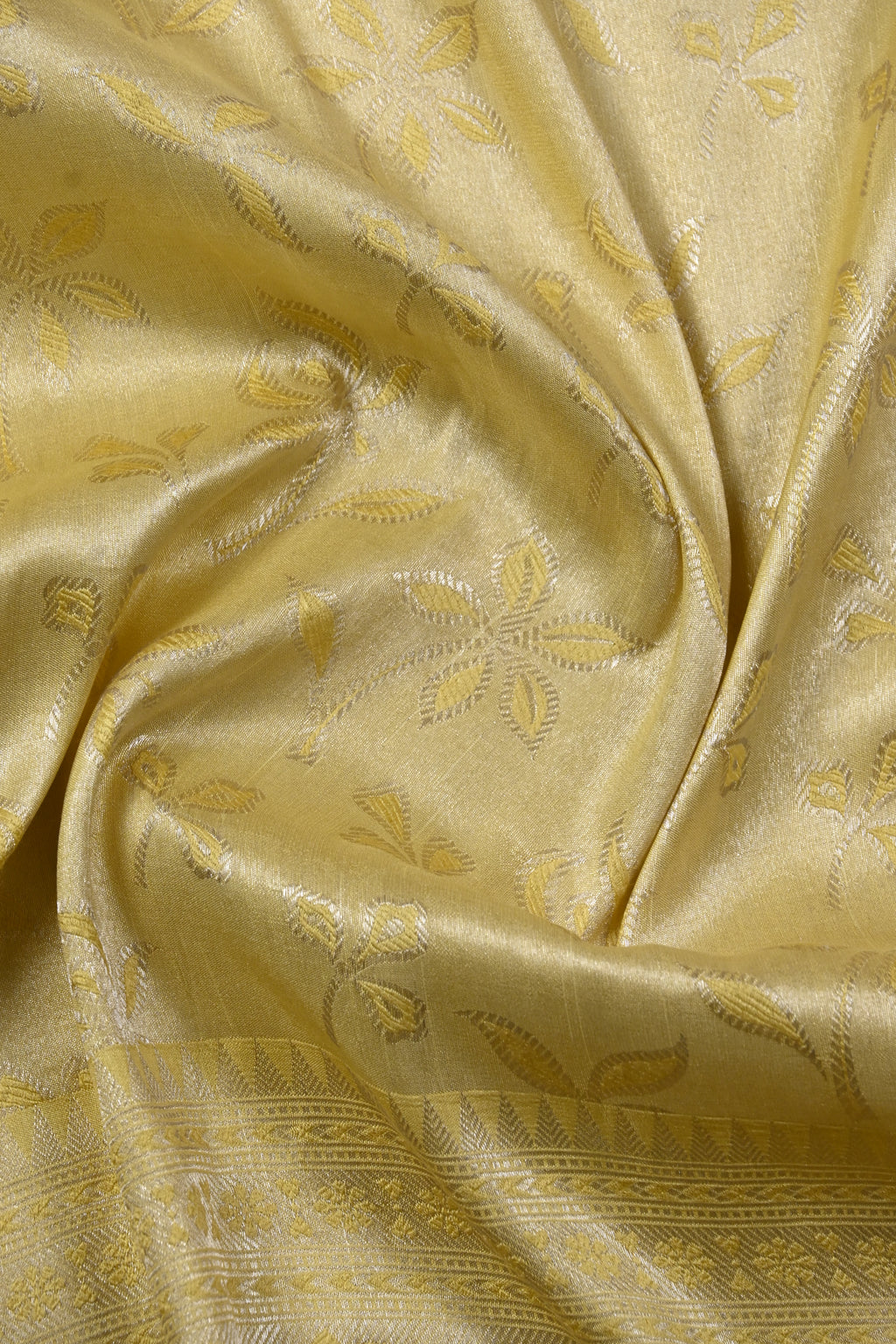 Yellow Pure Banarasi Katan Tissue Silk Saree
