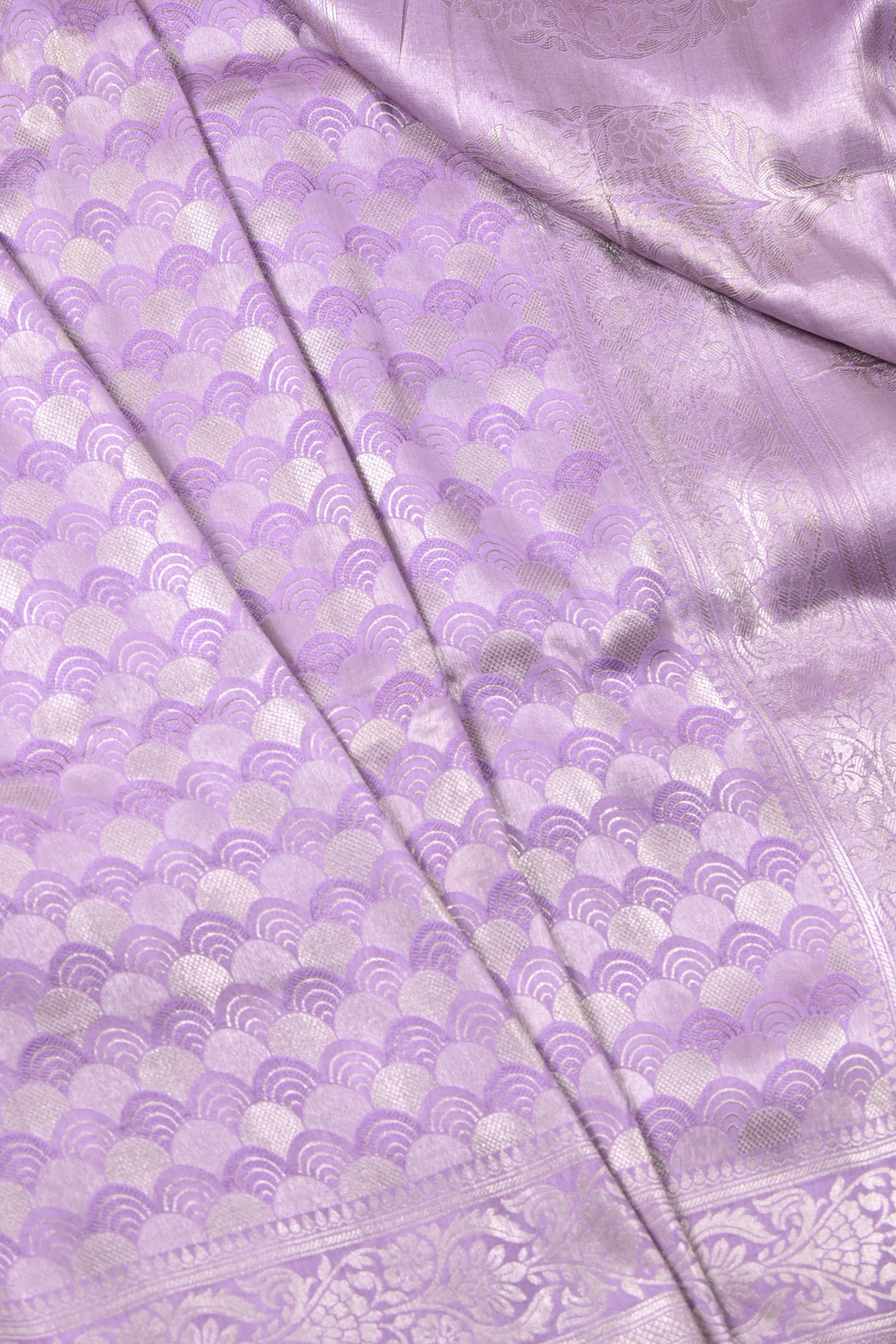 Lilac Pure Banarasi Katan Tissue Silk Saree