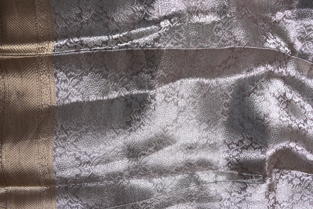 Baby Wine Pure Banarasi Molten Tissue Silk Saree