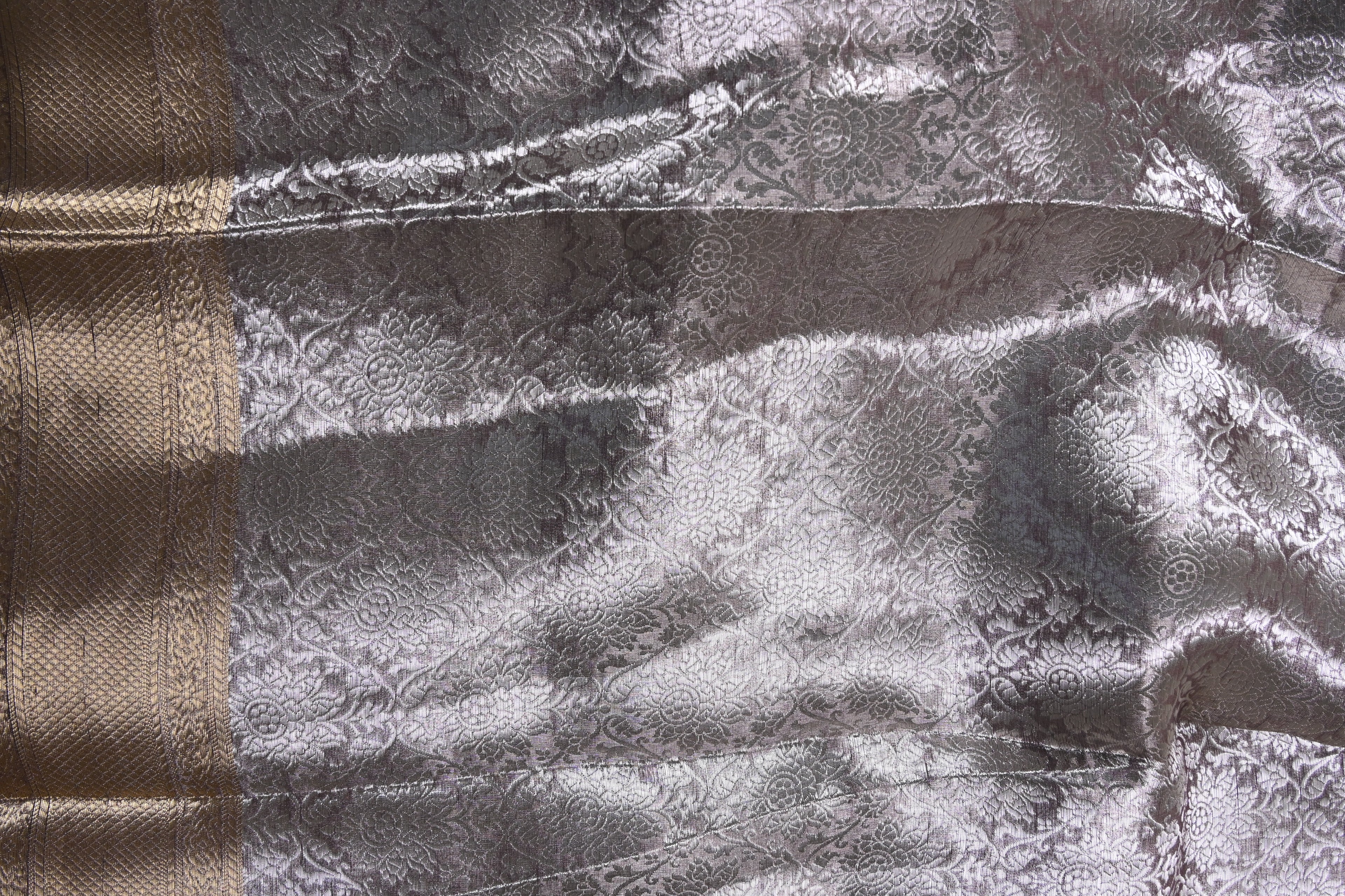 Baby Wine Pure Banarasi Molten Tissue Silk Saree