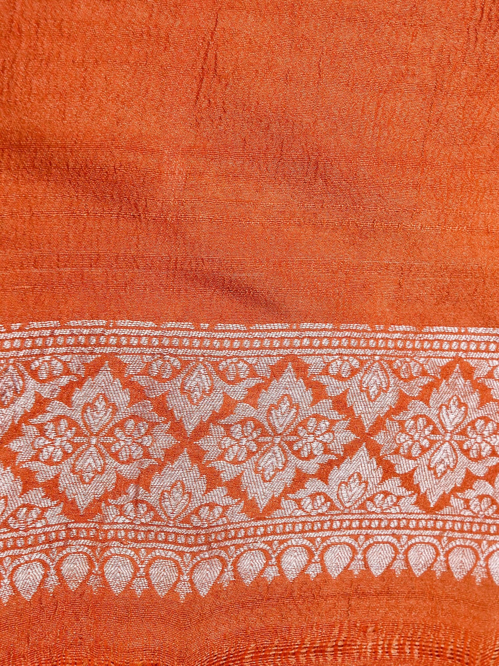 Handwoven Orange Banarasi Monga Silk Saree