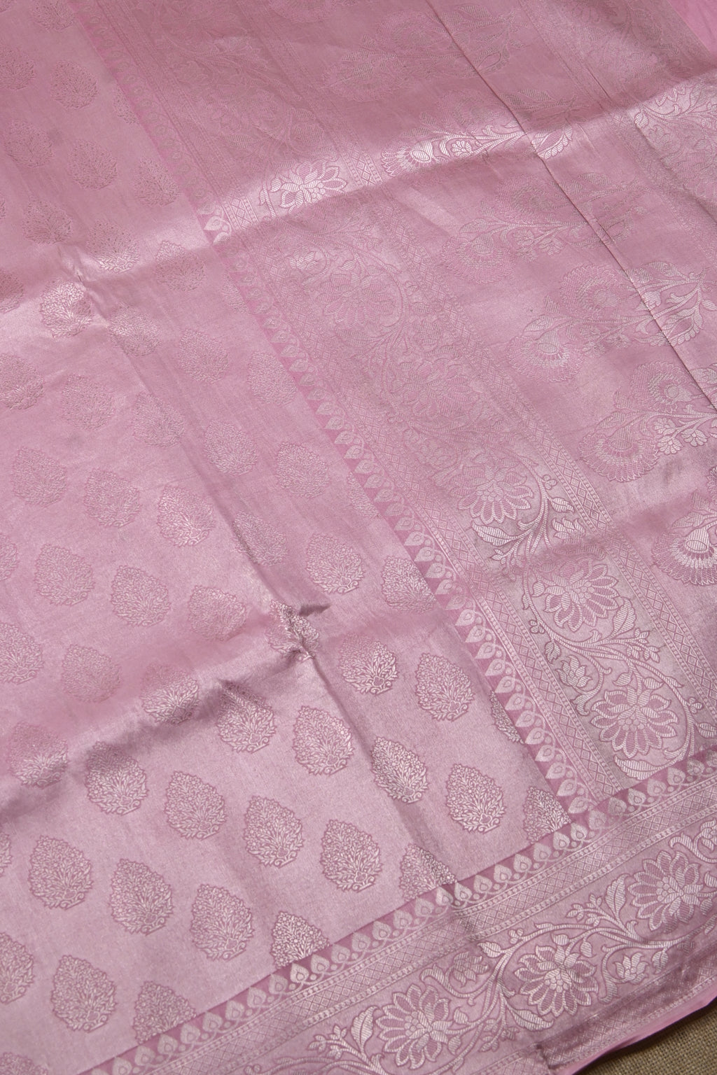 Pink Pure Banarasi Katan Tissue Silk Saree