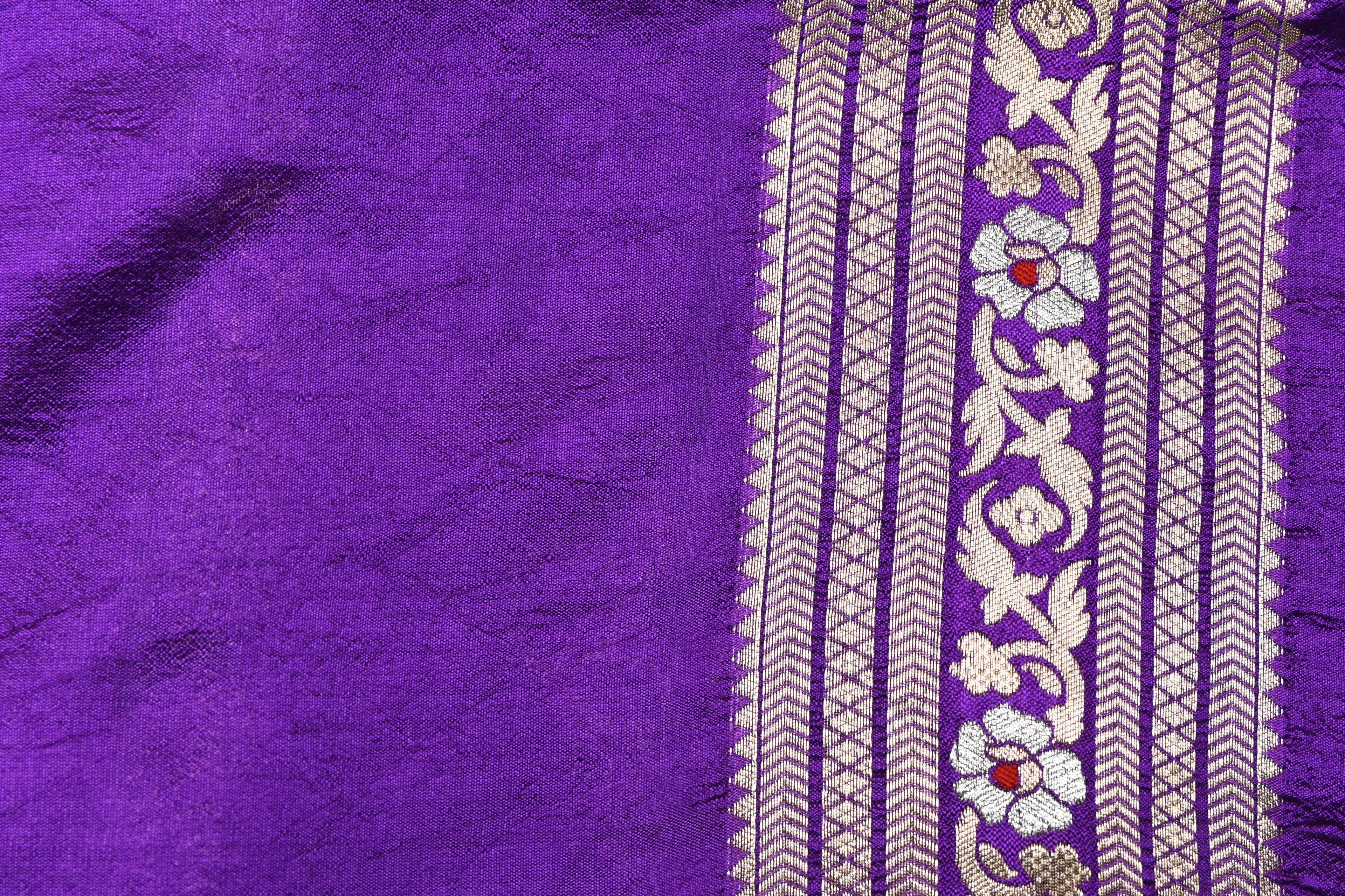 Purple Pure Banarasi Katan Silk Saree