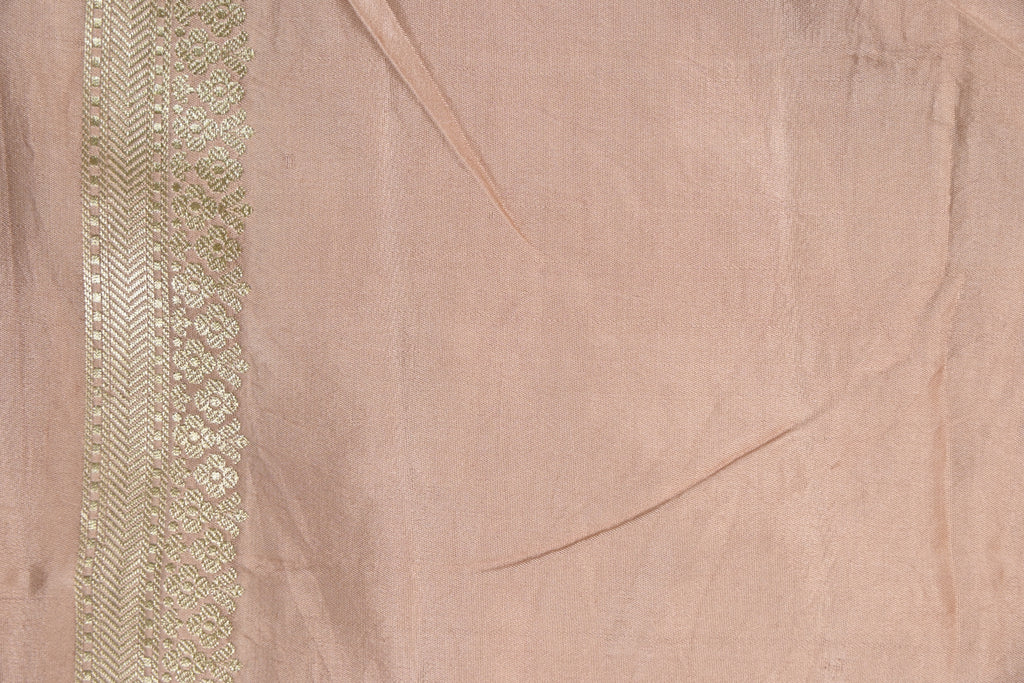 Moose Brown Pure Banarasi Satin Mashru Silk Saree