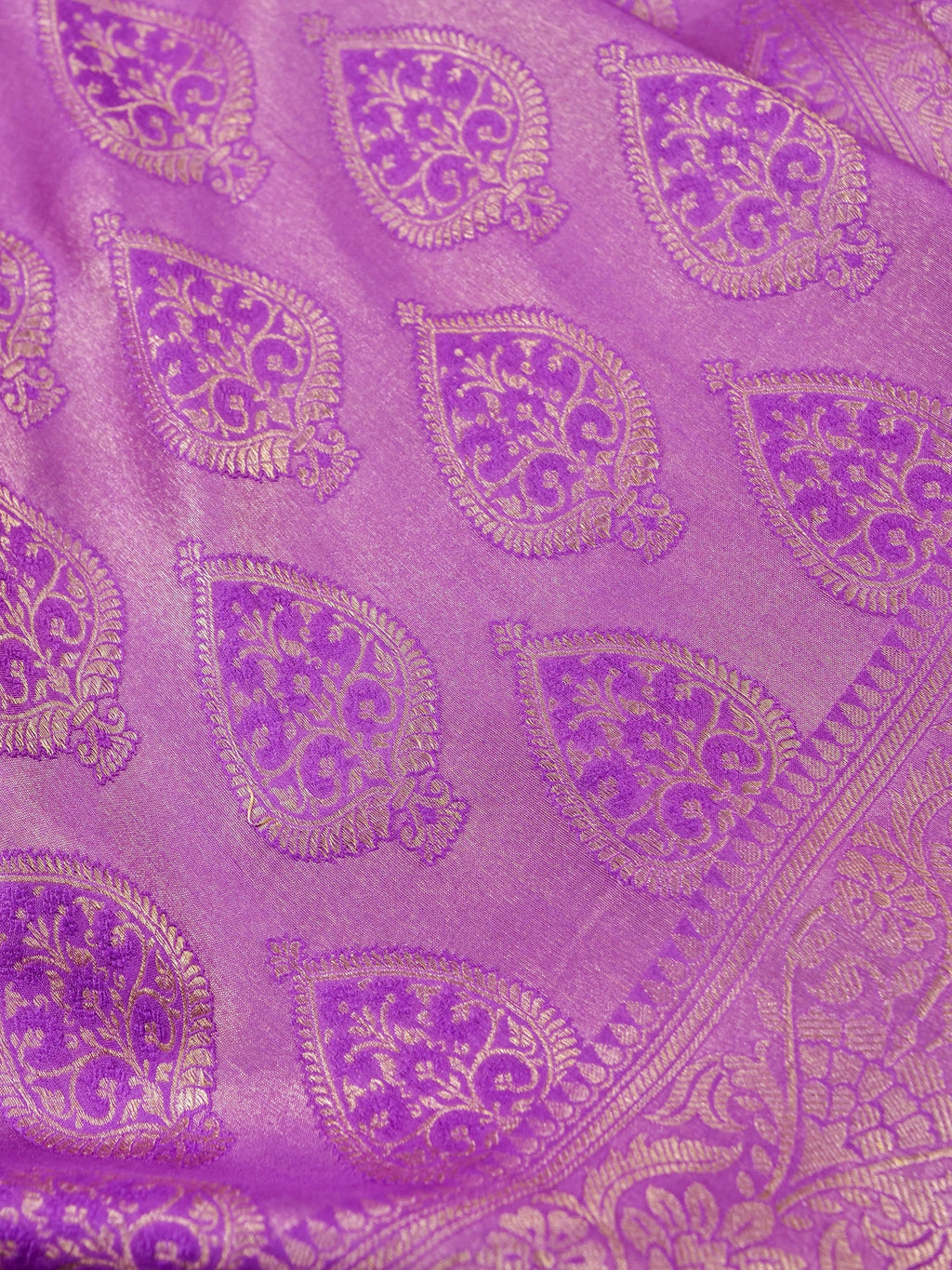 Handwoven Purple Banarasi Katan Soft Tissue Silk Saree