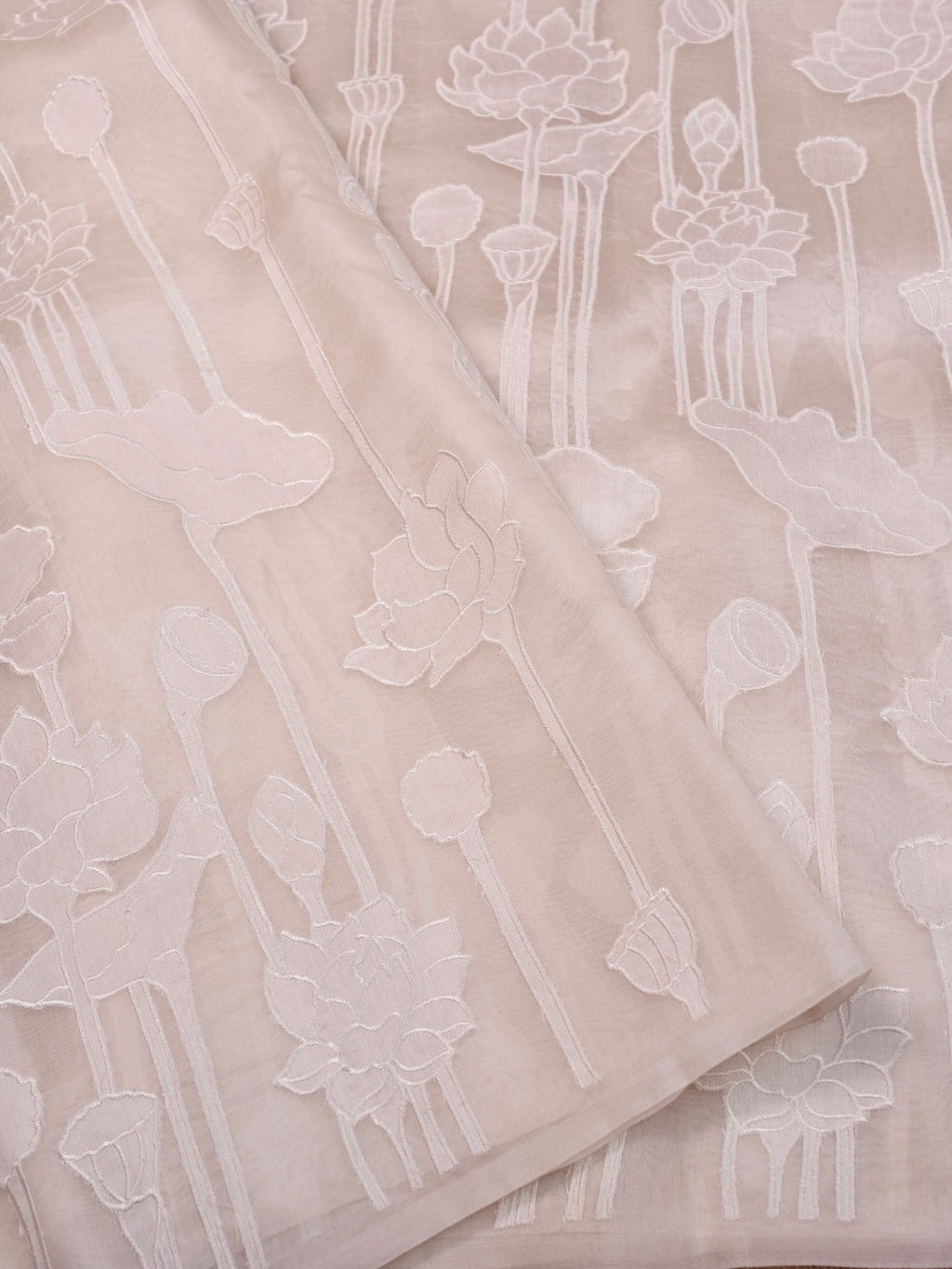 Handwoven White Banarasi Organza Silk Saree