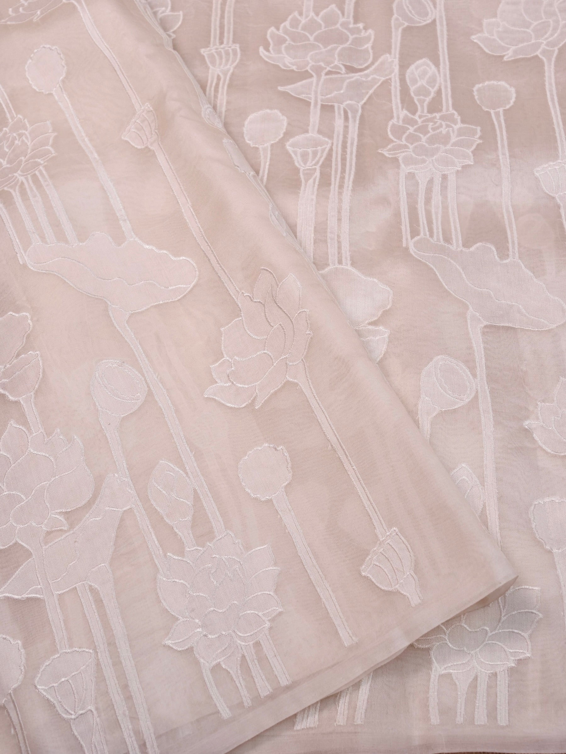 Handwoven White Banarasi Organza Silk Saree