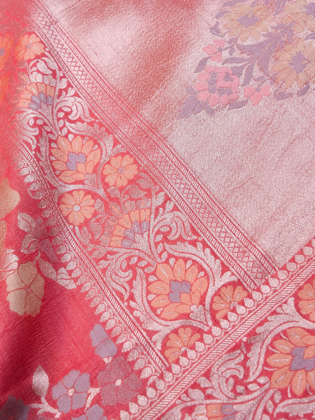 Handwoven Blush Pink Banarasi Tussar Silk Saree