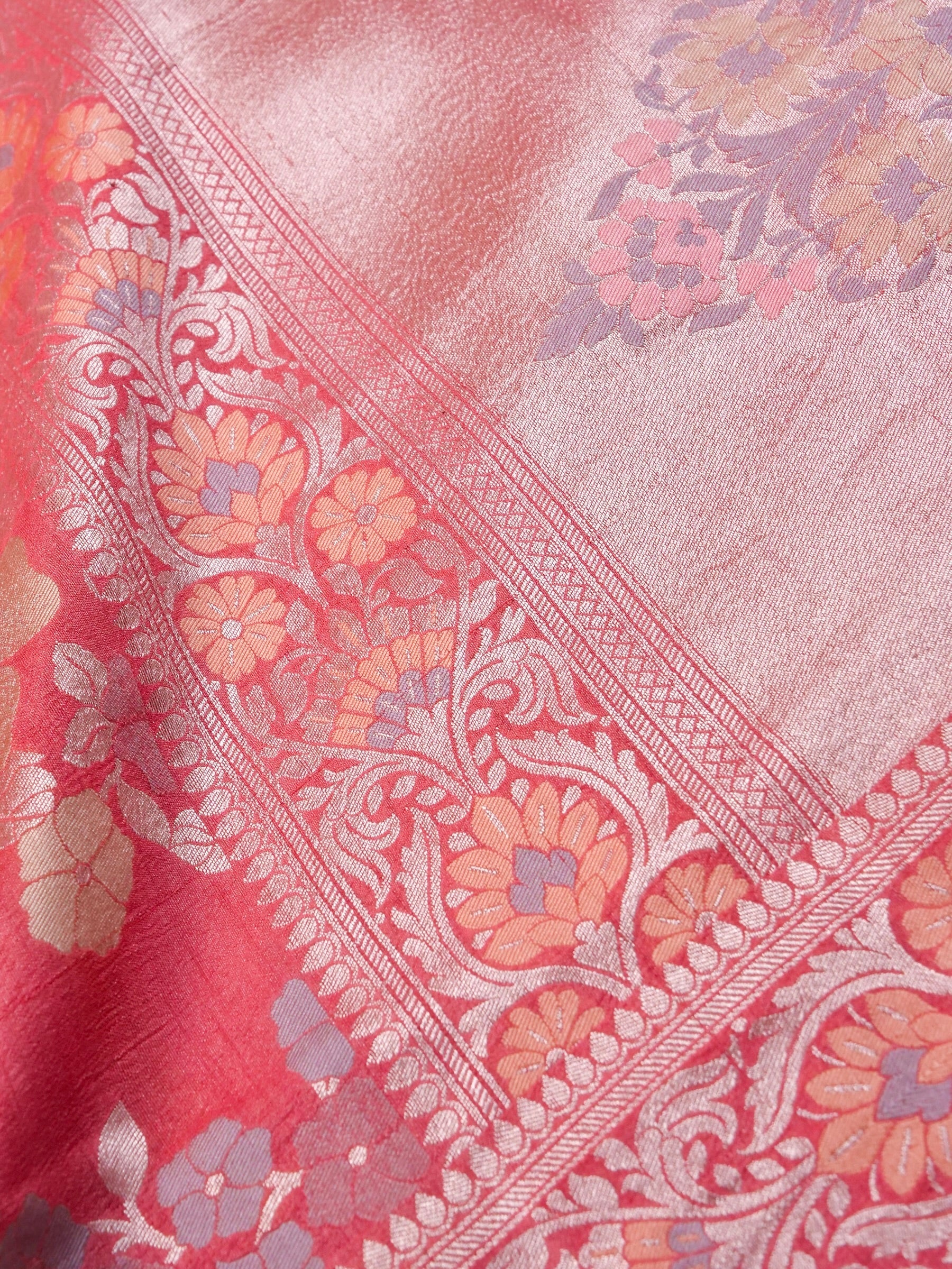 Handwoven Blush Pink Banarasi Tussar Silk Saree
