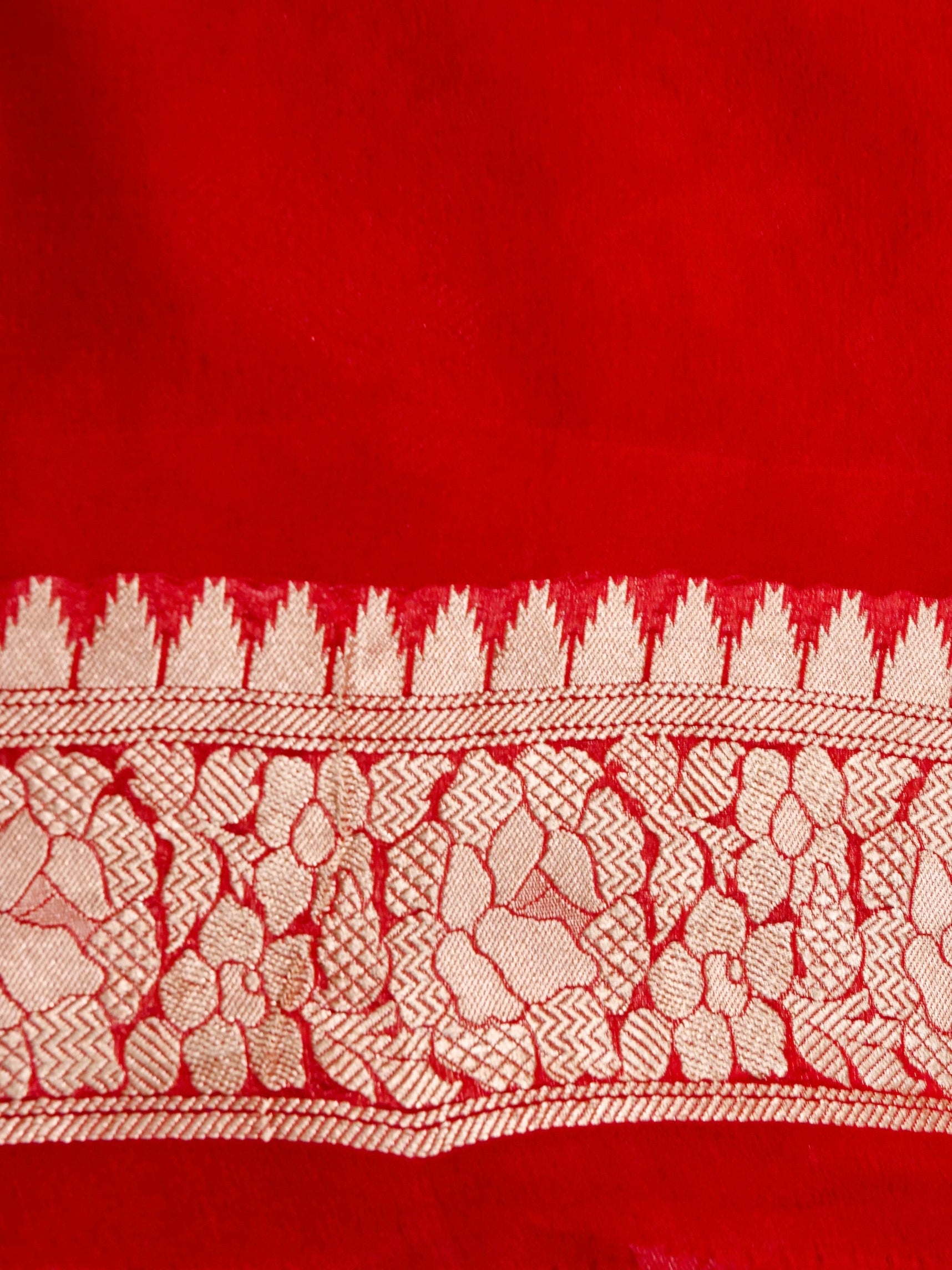 Handwoven Red Banarasi Khaddi Silk Saree