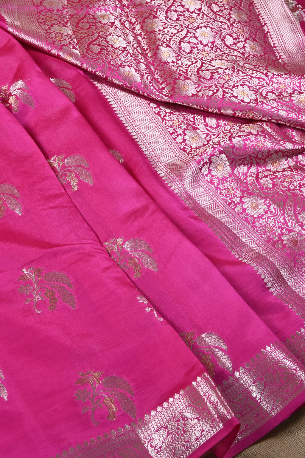 Hot Pink Pure Banarasi Katan Silk Saree