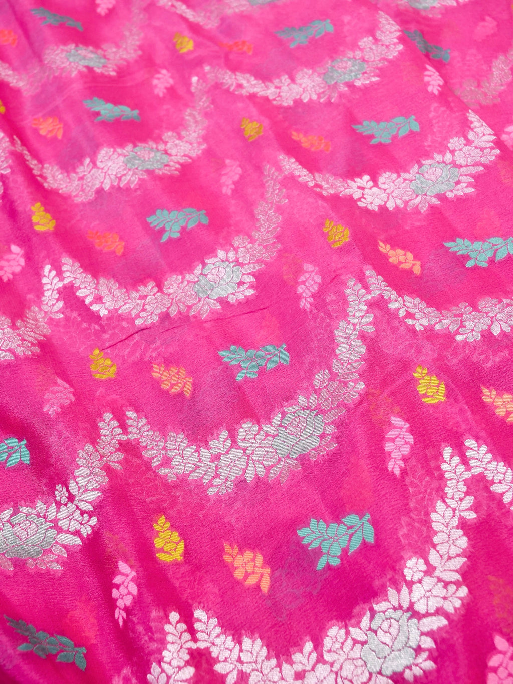 Handwoven Pink Banarasi Khaddi Silk Saree