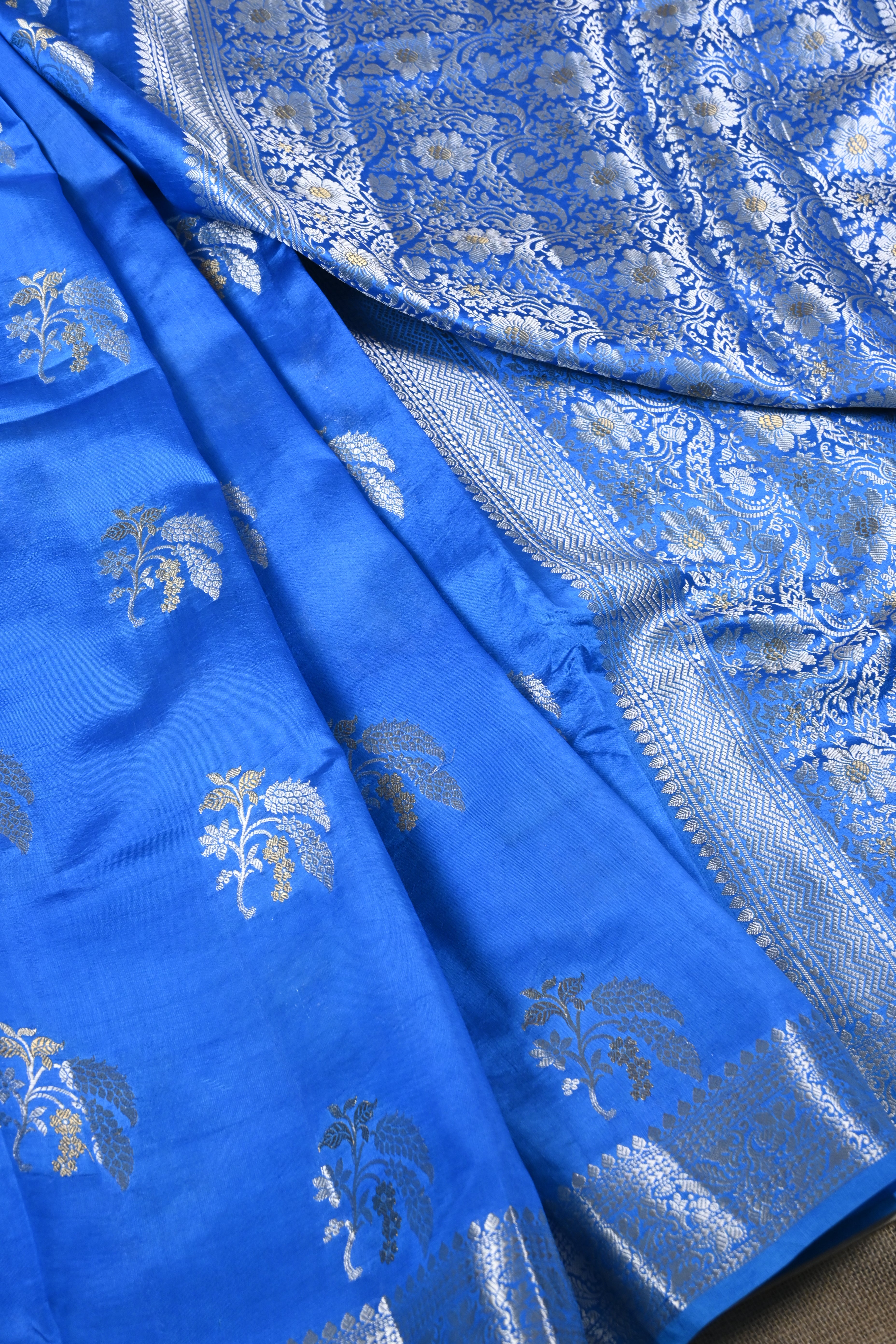 Blue Pure Banarasi Katan Silk Saree