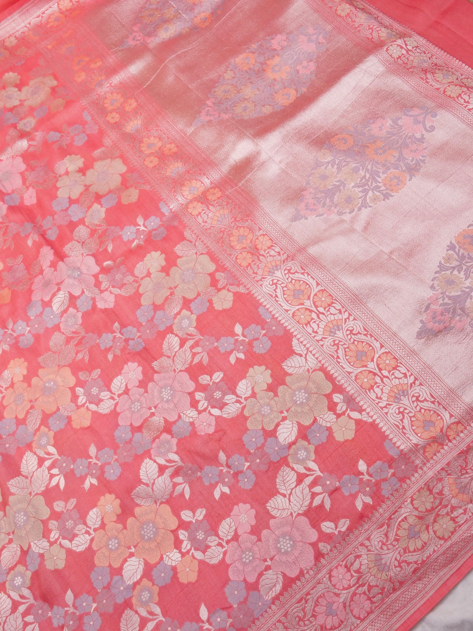 Handwoven Blush Pink Banarasi Tussar Silk Saree