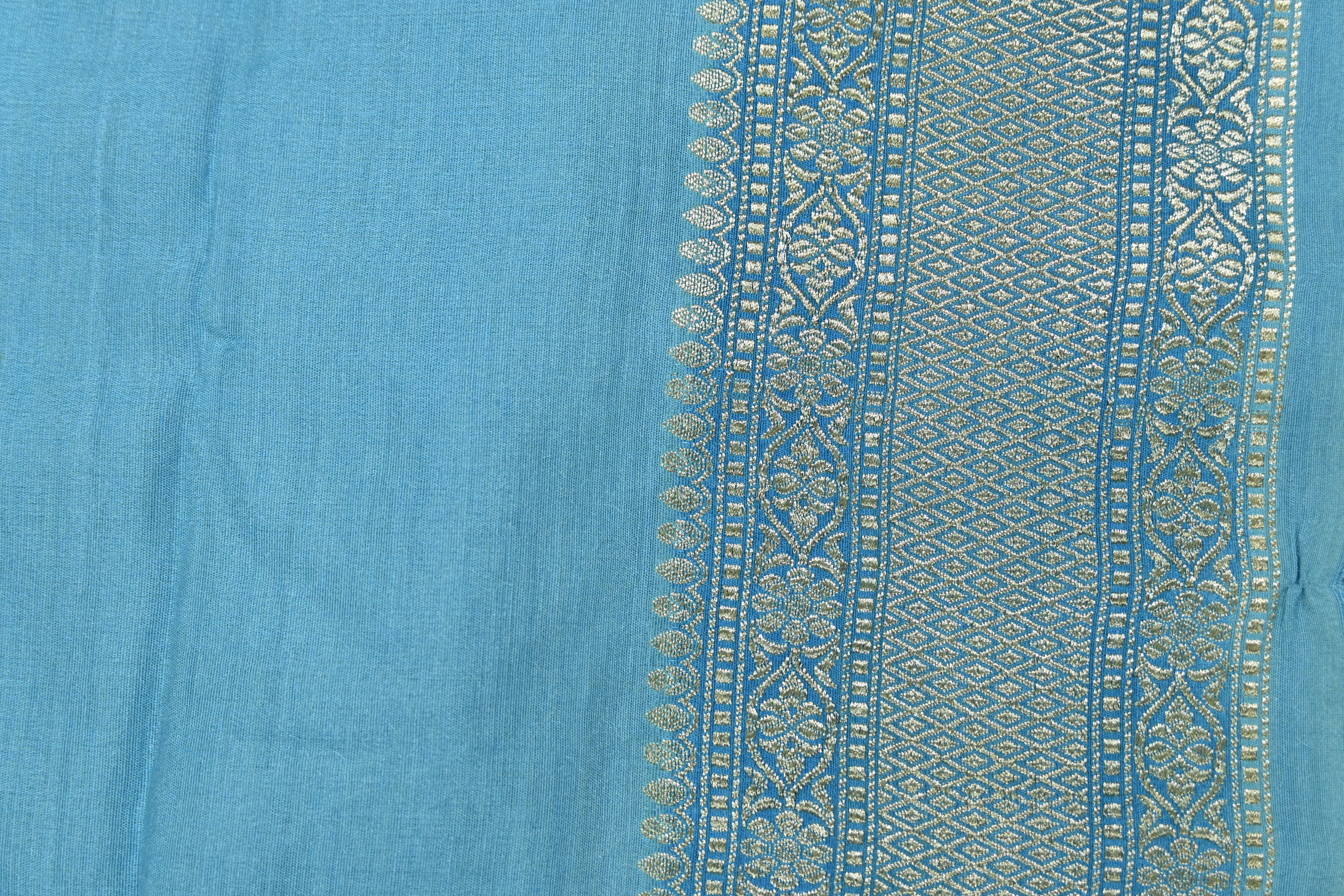 Blue Pure Moonga Silk Banarasi Saree