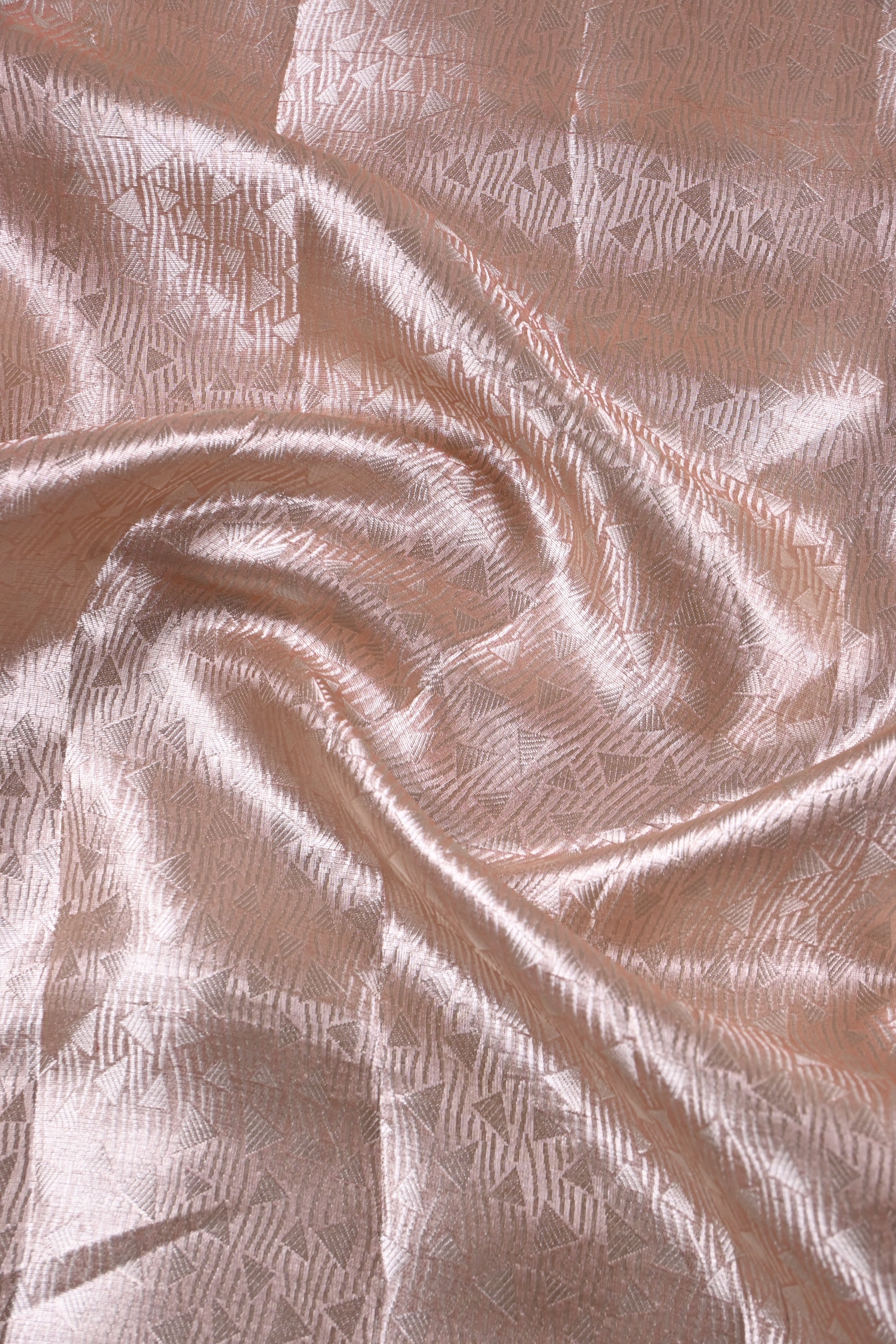 Baby Peach Pure Banarasi Molten Tissue Silk Saree