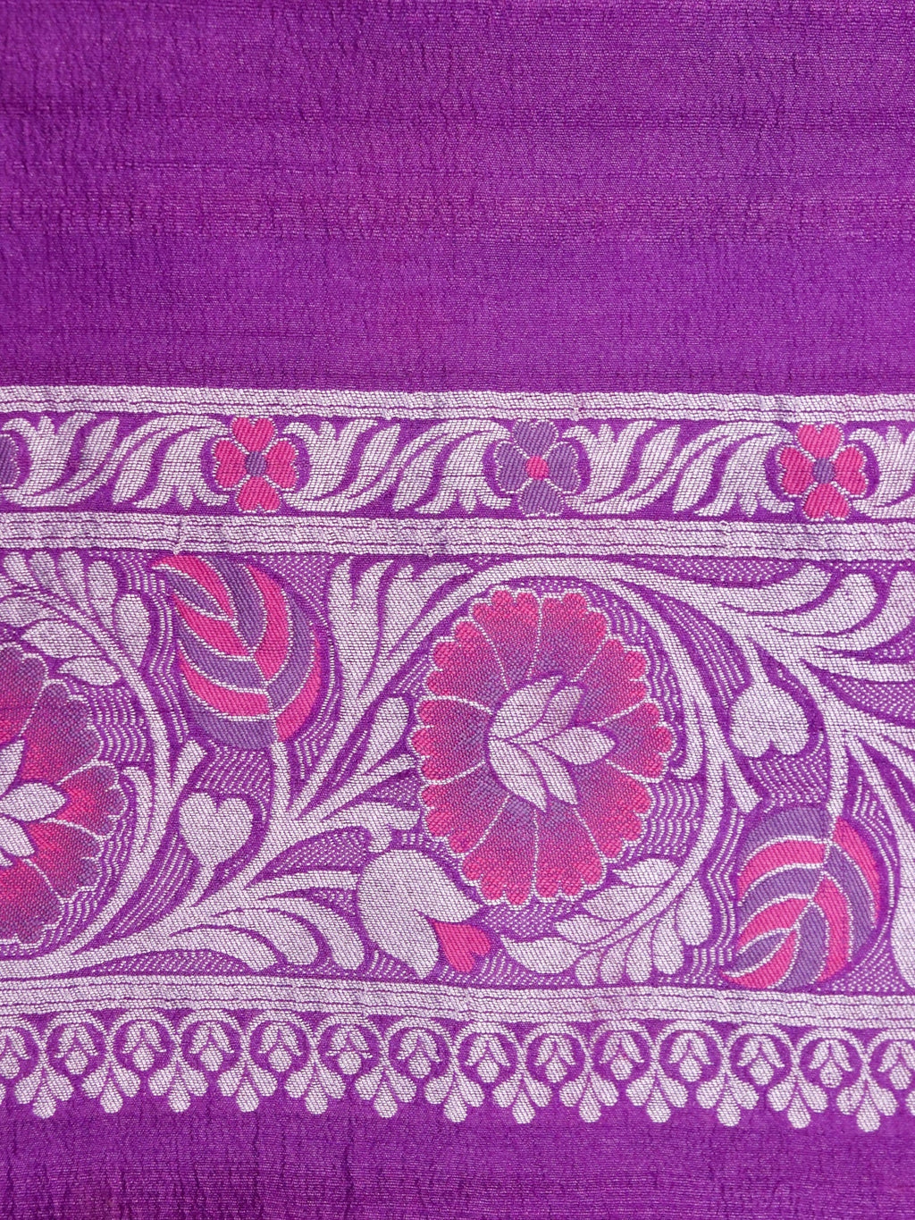 Handwoven Purple Banarasi Tussar Silk Saree