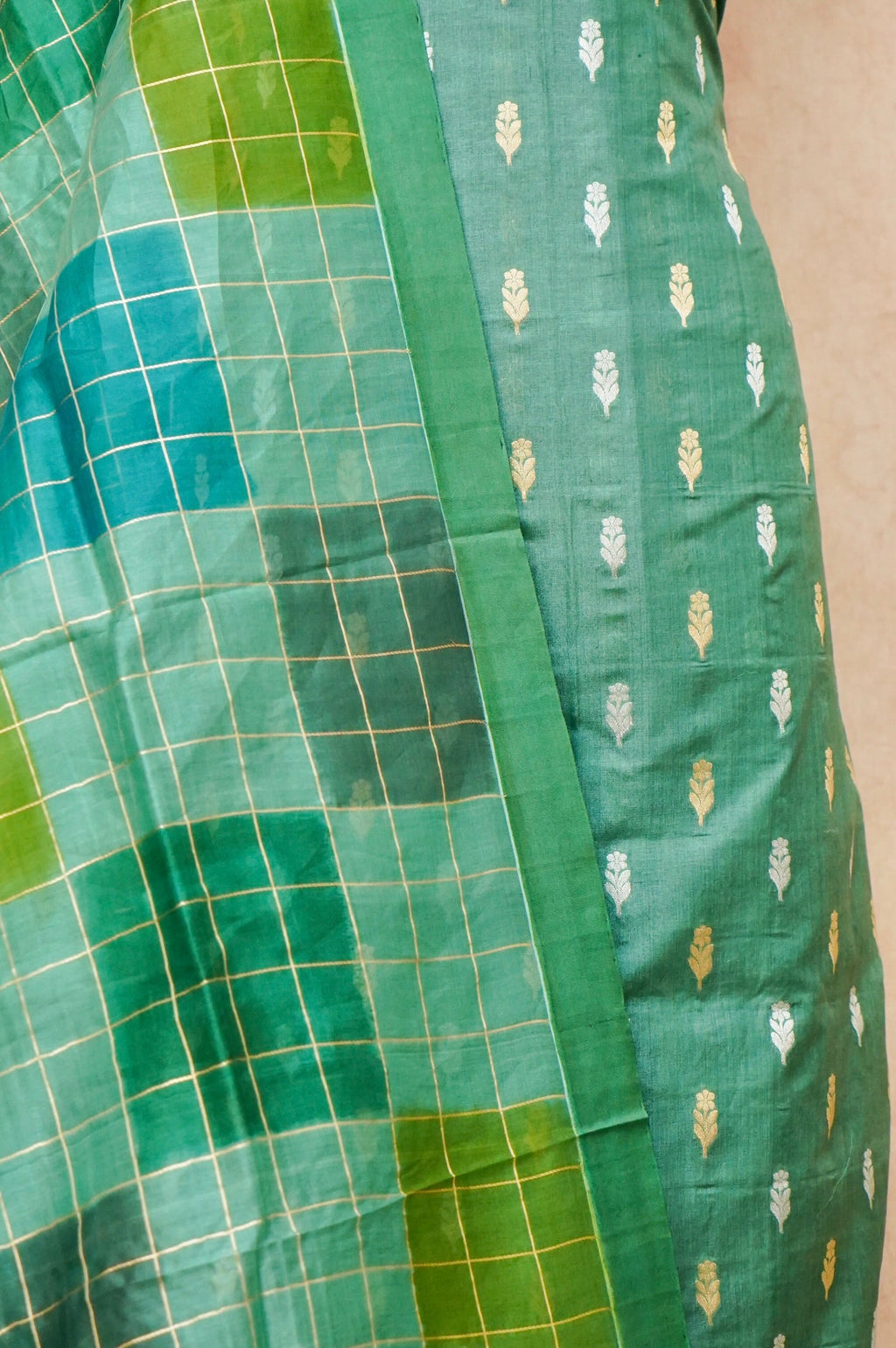 Handwoven Green Banarasi Tussar Silk Suit