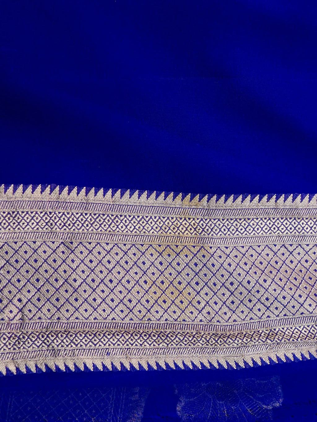 Handwoven Dark Blue Banarasi Khaddi Silk Saree