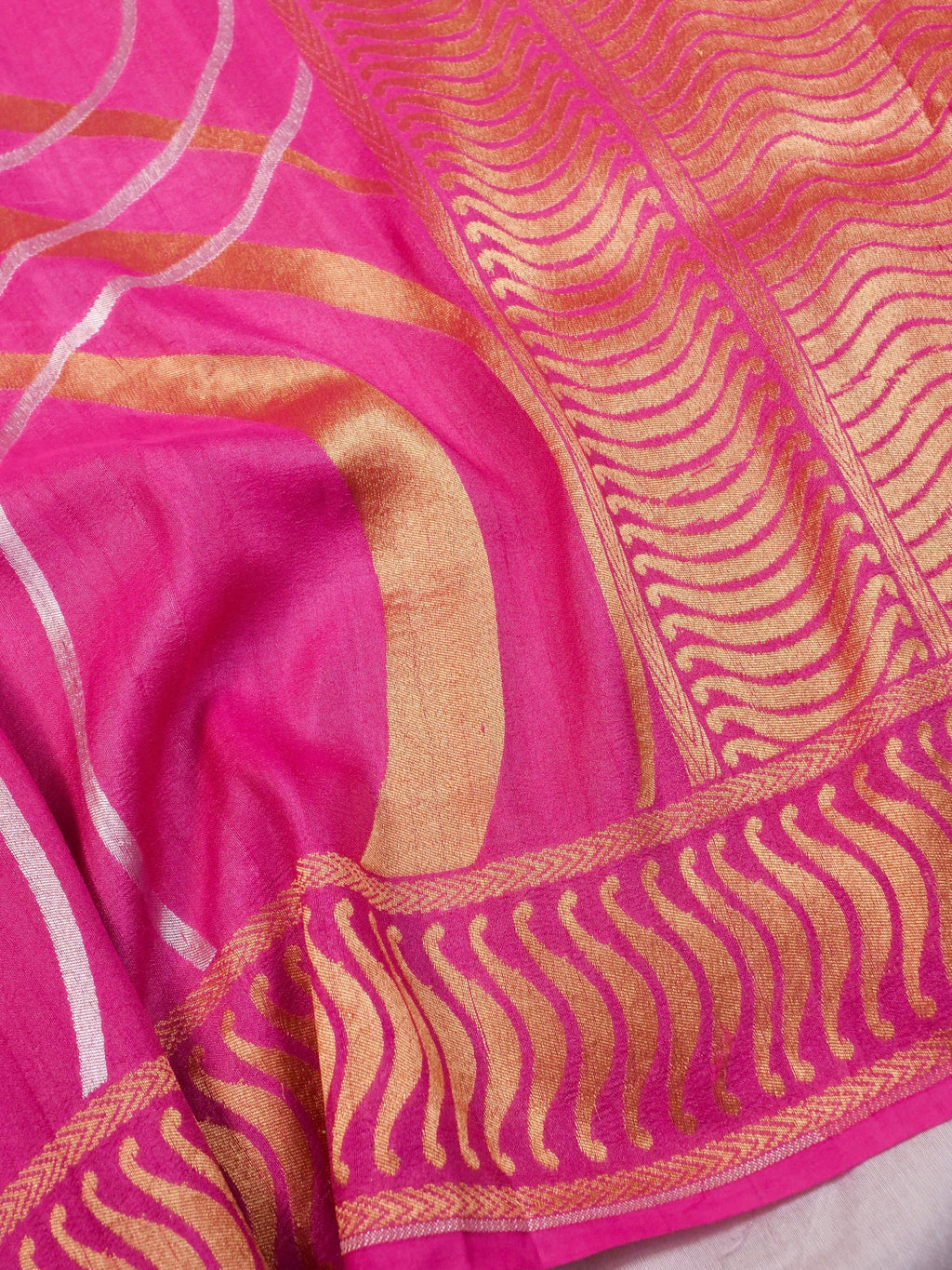 Handwoven Pink Banarasi Tussar Silk Saree