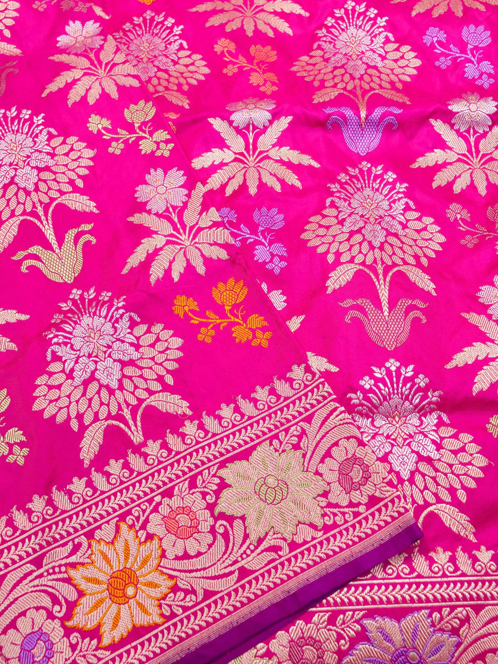 Handwoven Pink Banarasi Katan Silk Saree