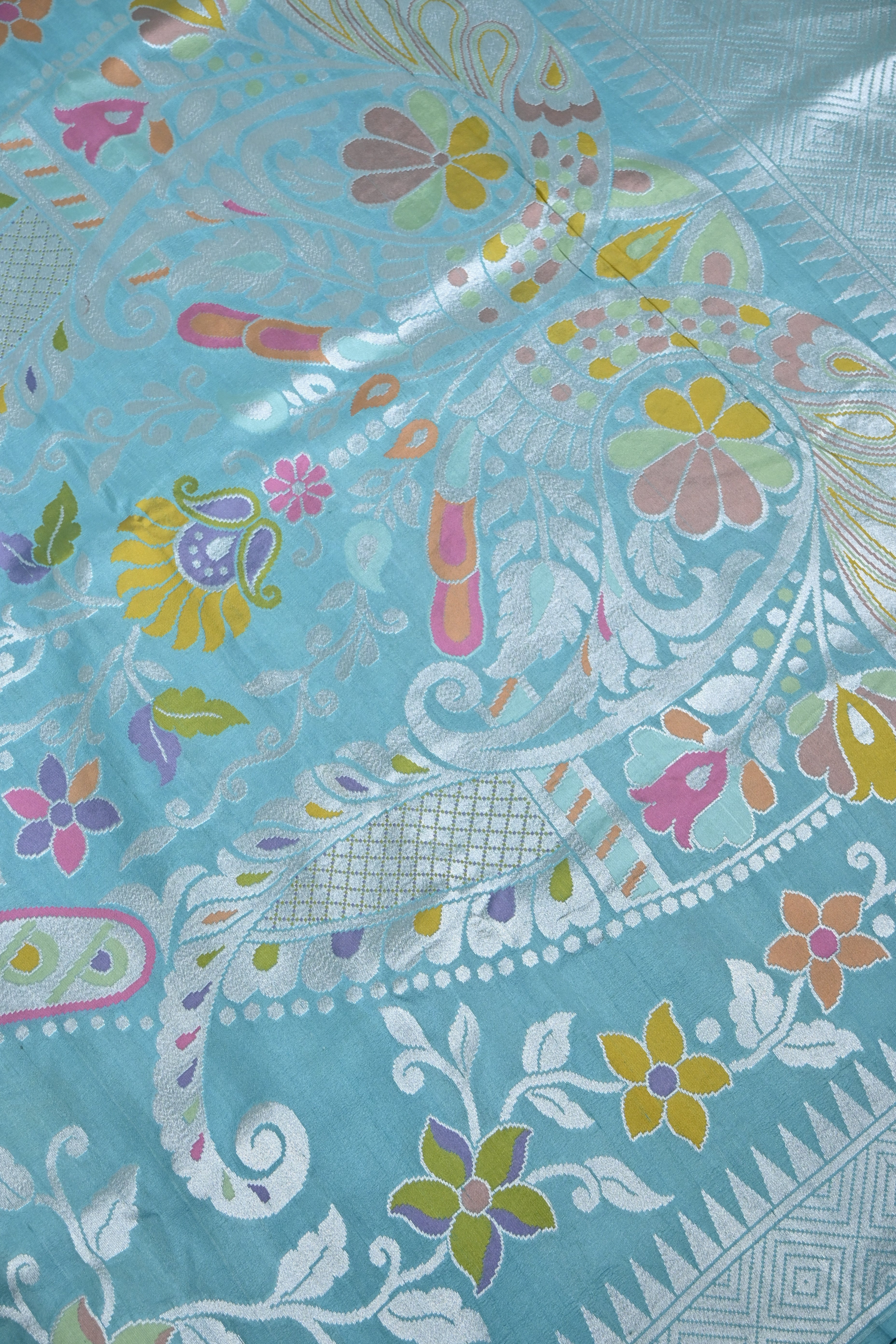 Softy Blue Pure Banarasi Tussar Georgette Saree