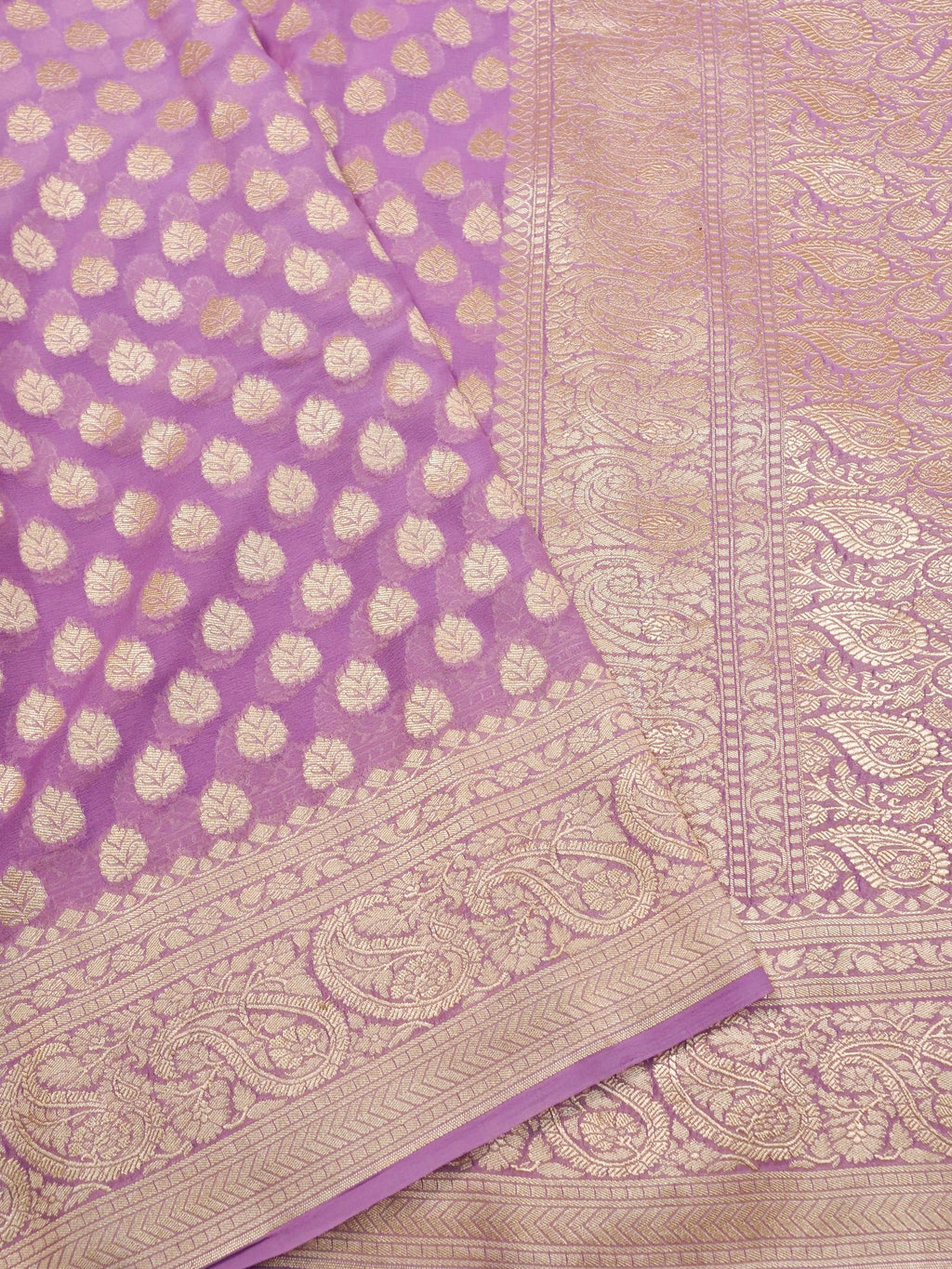 Handwoven Lavender Banarasi Khaddi Silk Saree