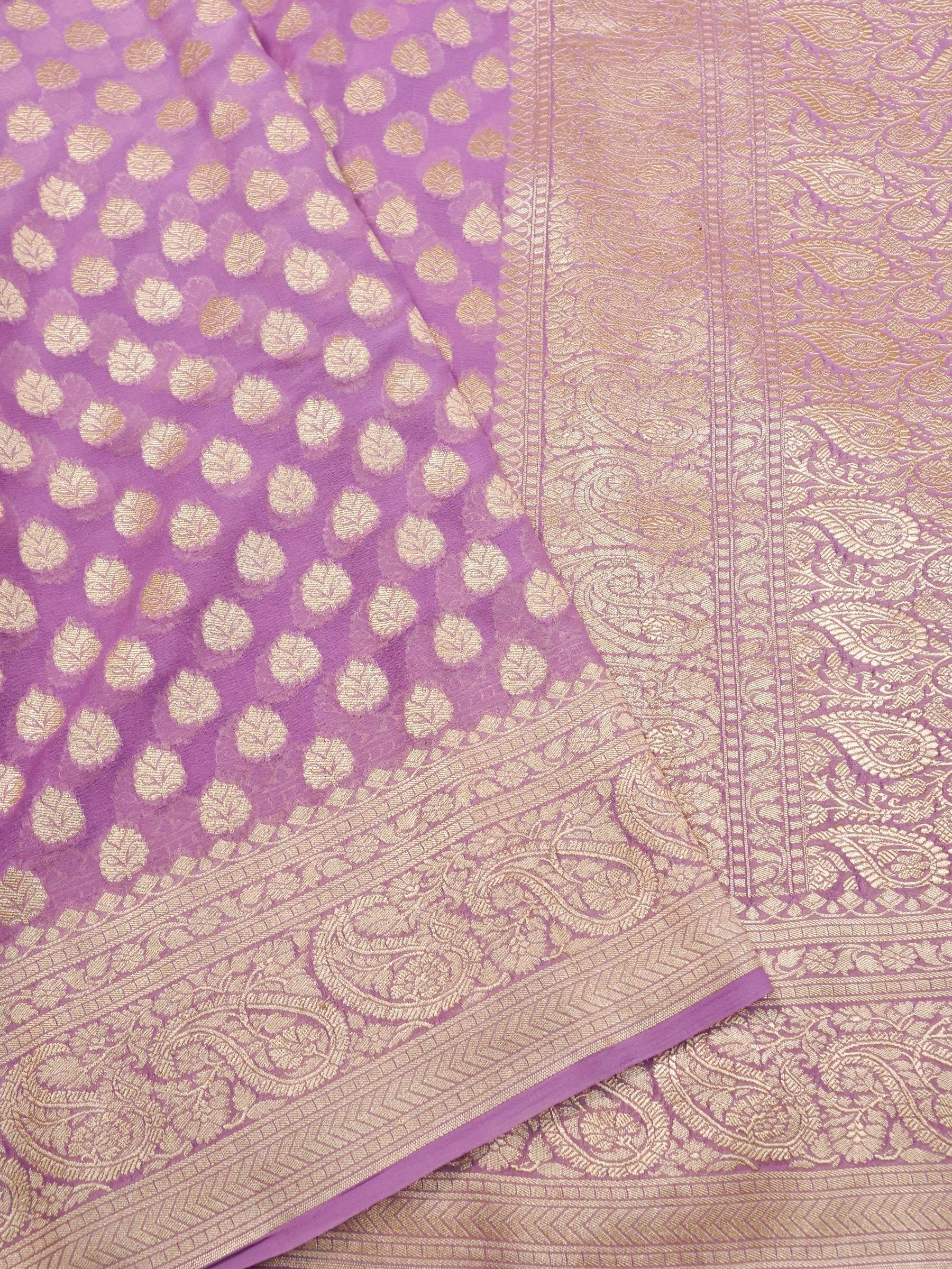 Handwoven Lavender Banarasi Khaddi Silk Saree