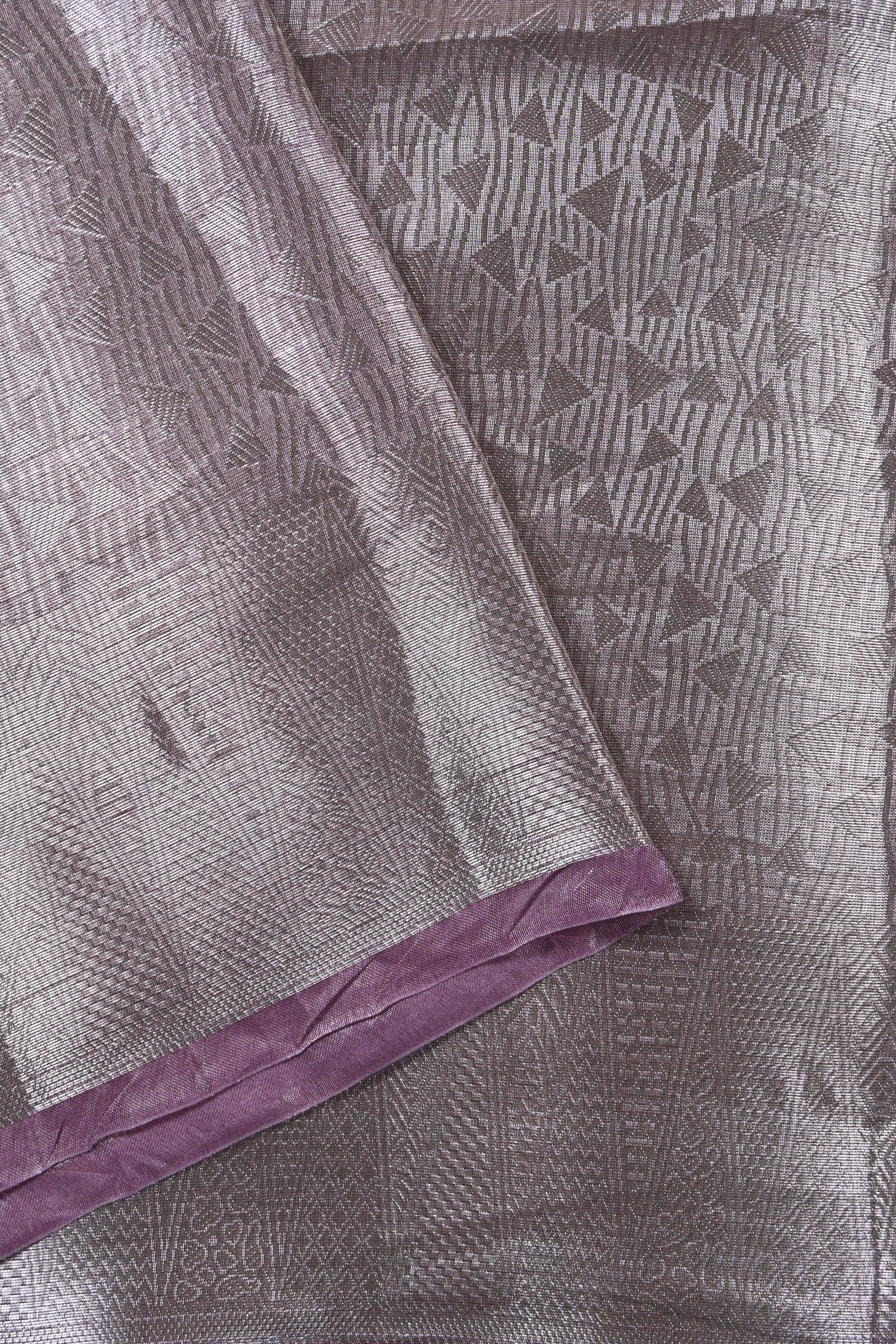 Baby Lilac Pure Banarasi Molten Tissue Silk Saree