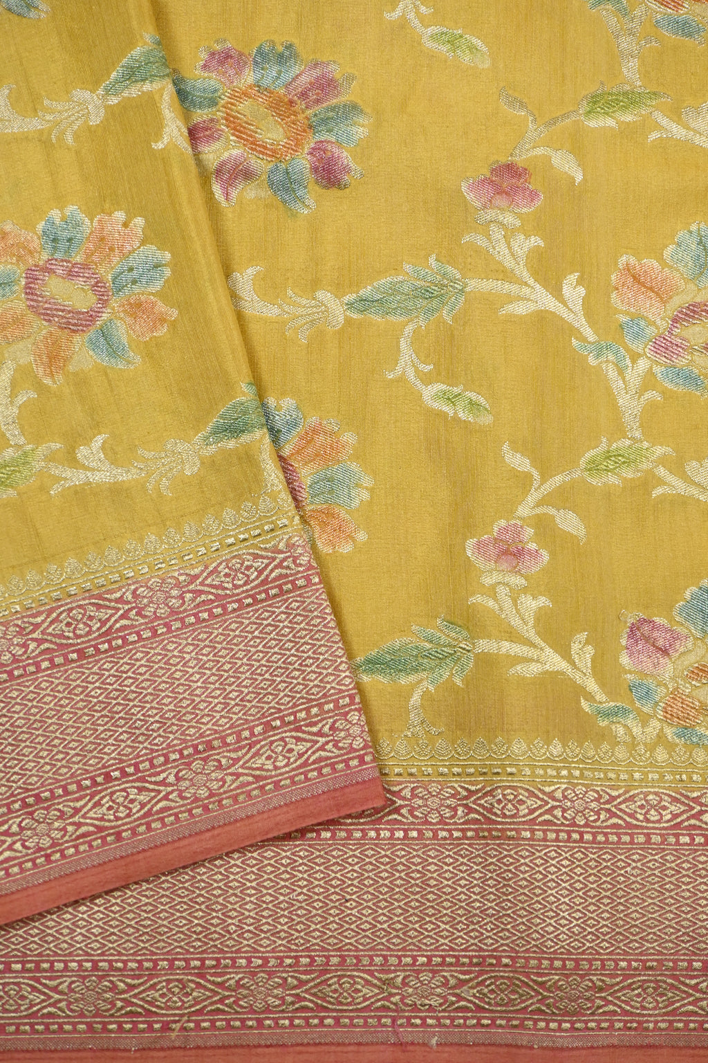 Mustard Yellow Pure Moonga Silk Banarasi Saree