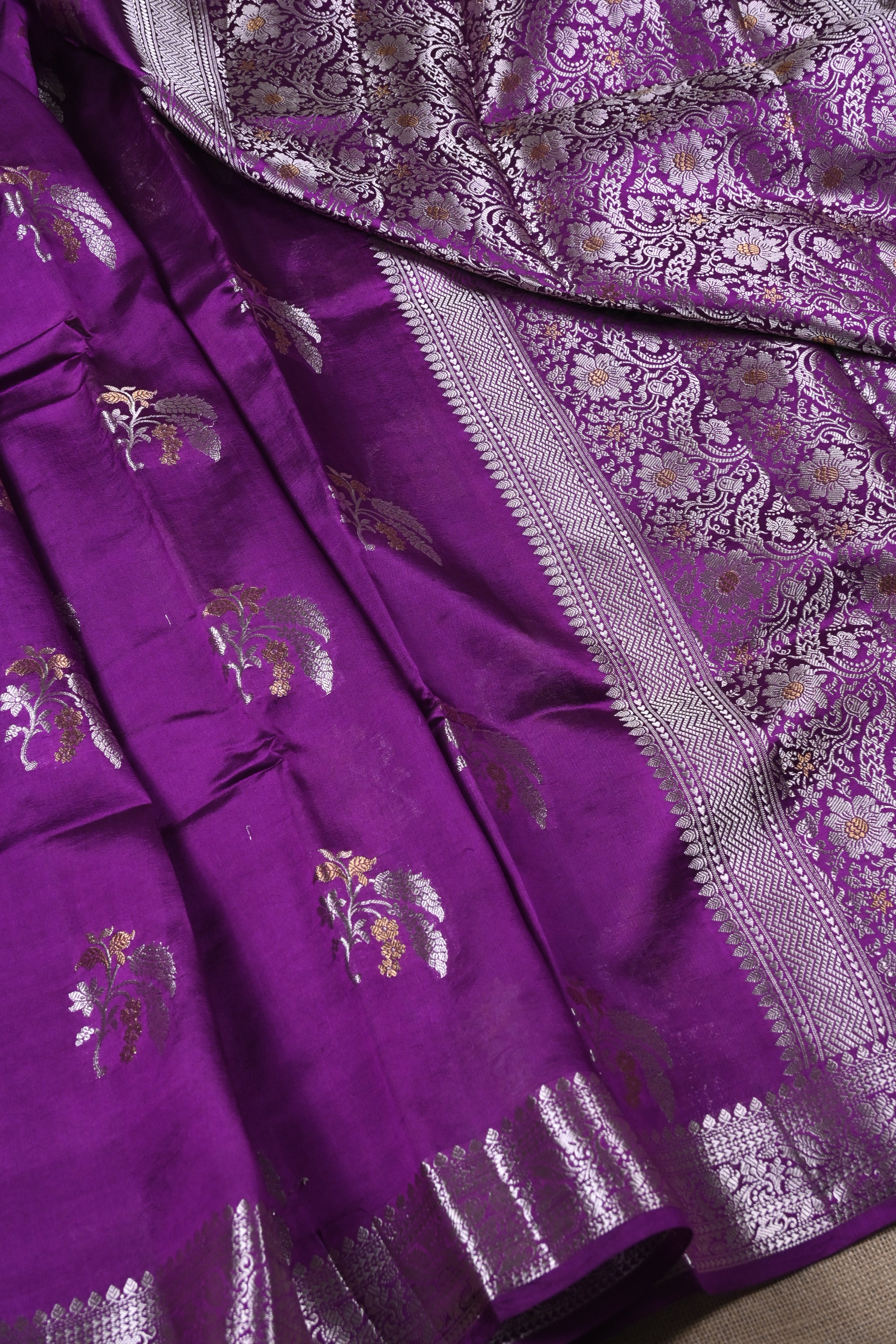 Purple Pure Banarasi Katan Silk Saree