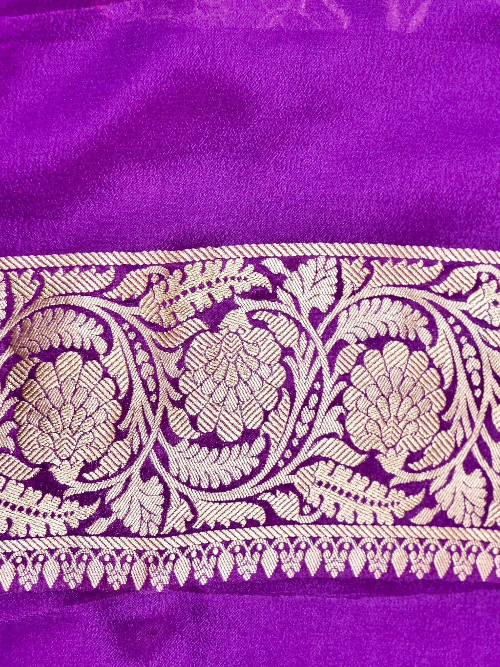 Handwoven Purple Banarasi Khaddi Silk Saree