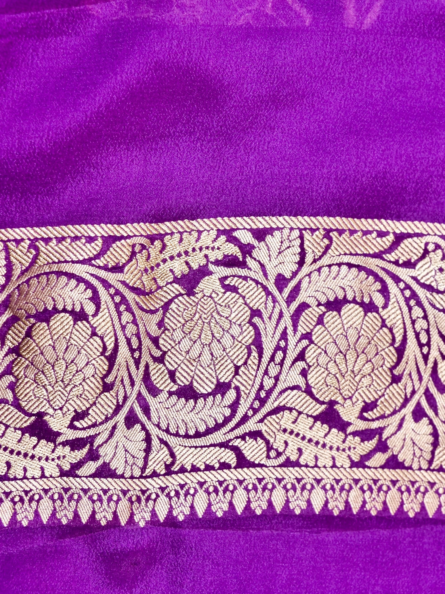 Handwoven Purple Banarasi Khaddi Silk Saree