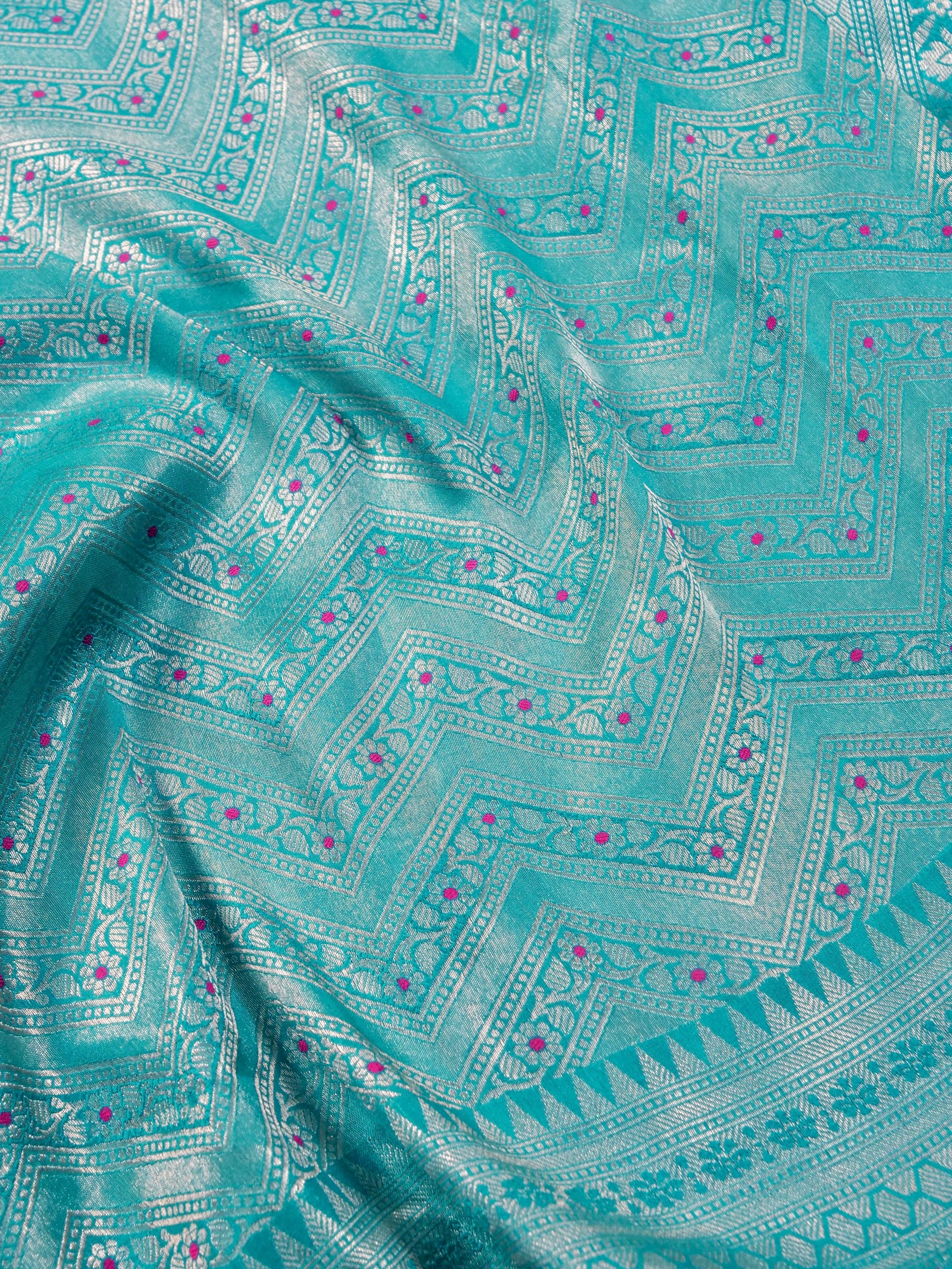 Handwoven Blue Banarasi Katan Soft Tissue Silk Saree