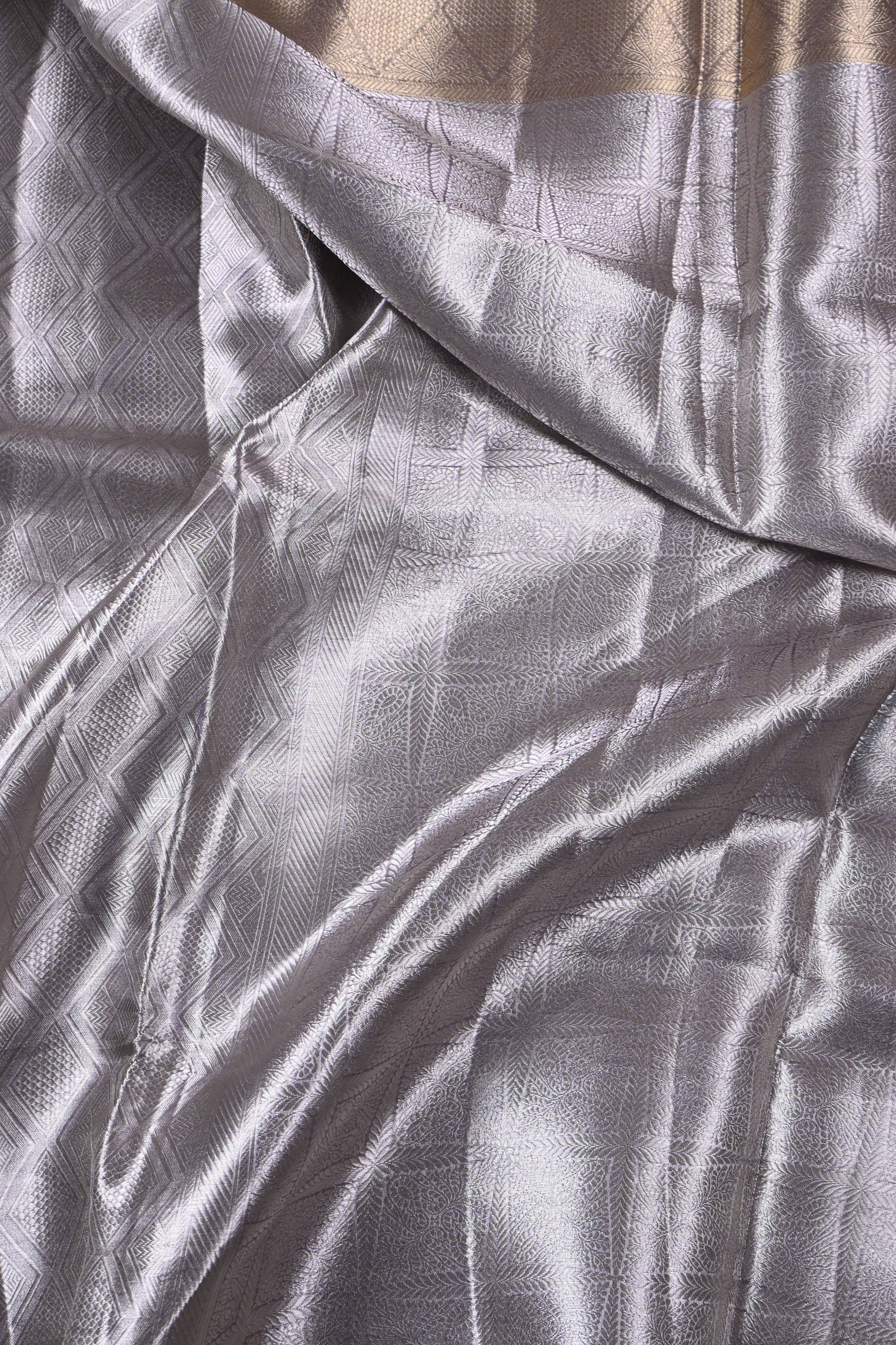 Baby Purple Pure Banarasi Molten Tissue Silk Saree