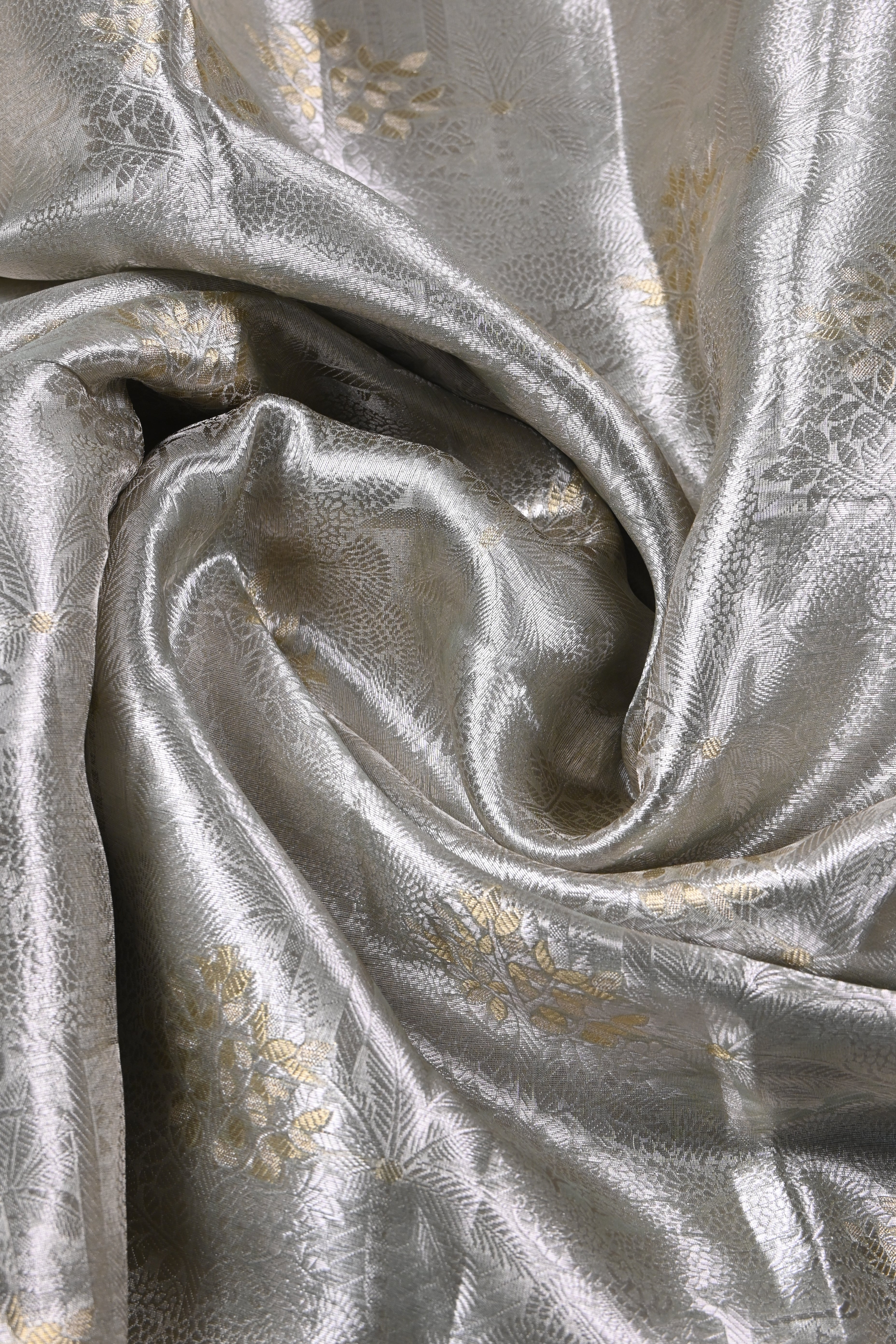 Baby Pista Green Pure Banarasi Molten Tissue Silk Saree