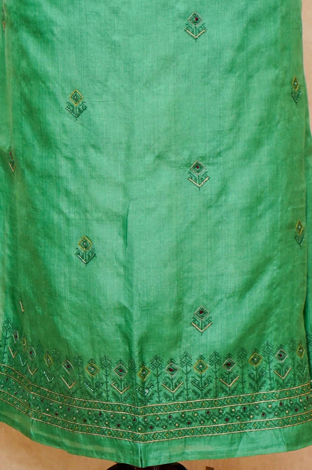 Handwoven Green Banarasi Tussar Silk Suit