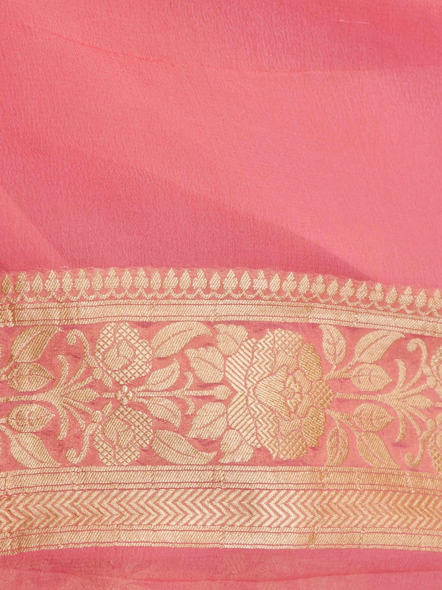 Handwoven Peach Banarasi Khaddi Silk Saree