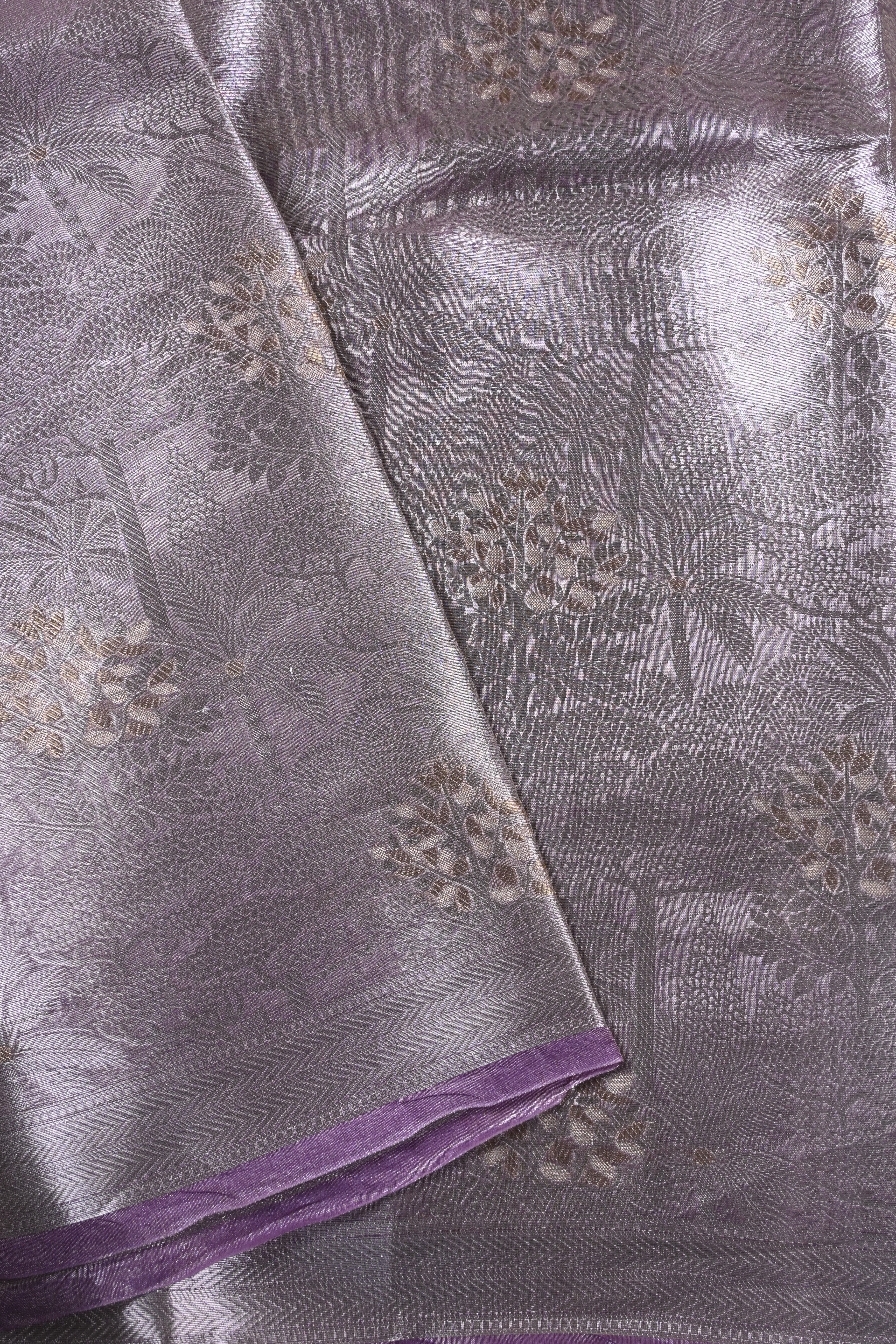 Baby Lilac Pure Banarasi Molten Alfi Tissue Silk Saree